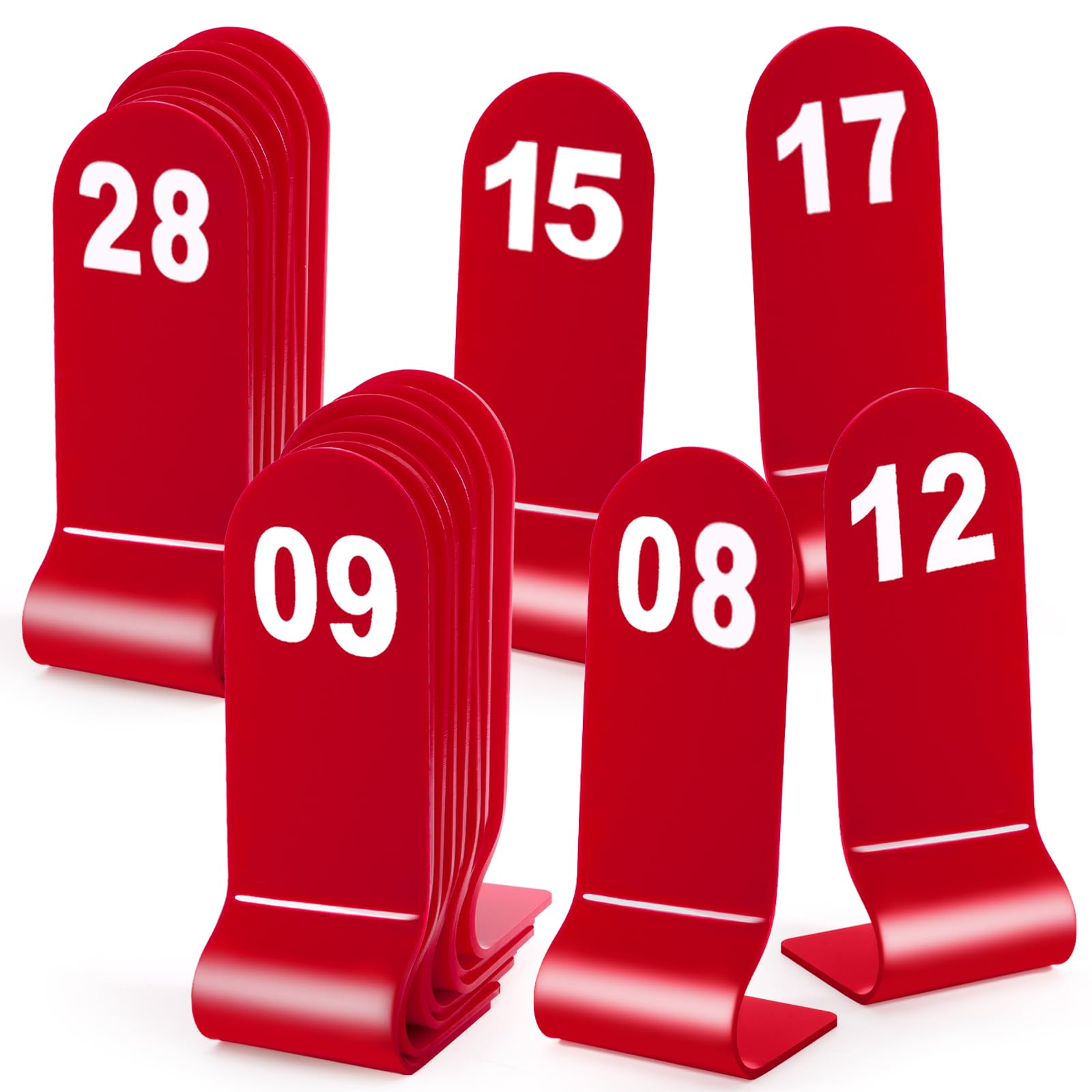 Okllen Numeri da tavolo da 1 a 30 rossi, numeri d'ordine in acrilico per ristoranti, double face, per matrimoni, feste, bar, banchetti