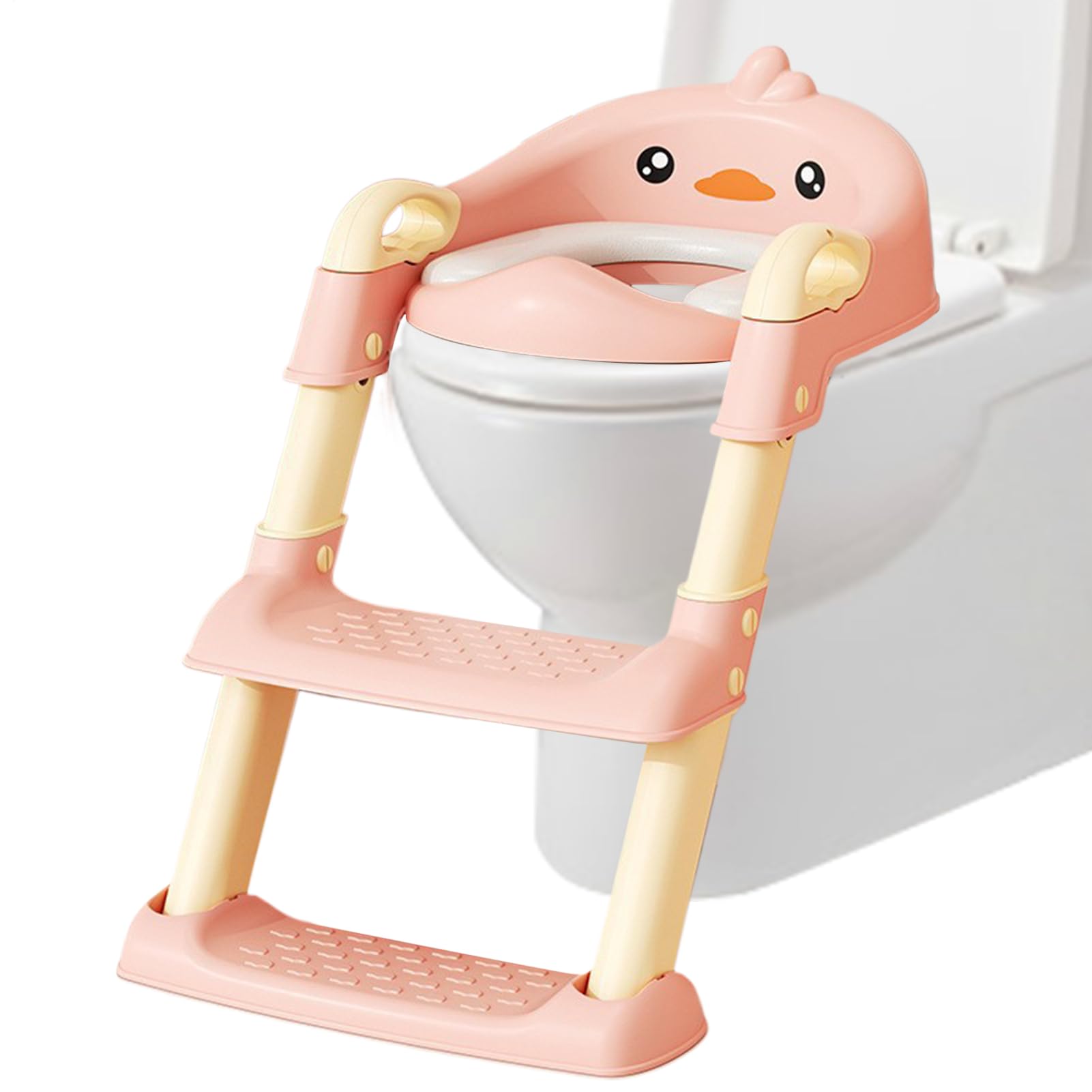 Sedile Di Allenamento Vasino Con Sgabello 60x41.5x38cm Riduttore WC Bambini Con Scaletta 2 In 1 Design Anti-slip Regolabile Pieghevole Paraspruzzi Portatile Per Bambini Per Ragazze