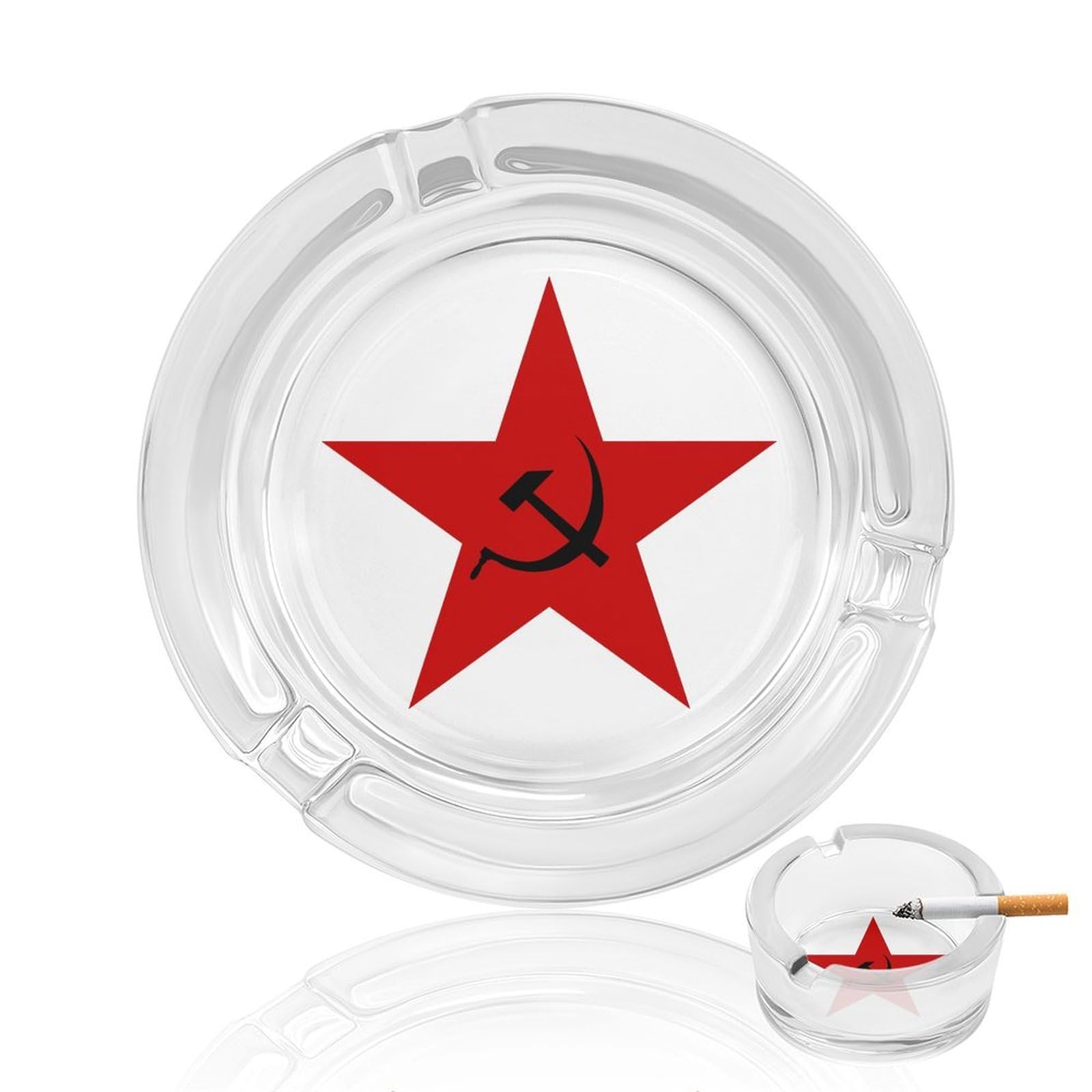 Nclqvjxzkhw Style Communist Ussr Glass Ashtray Round Ash Tray Smoking Trays For Home Garden Outdoor