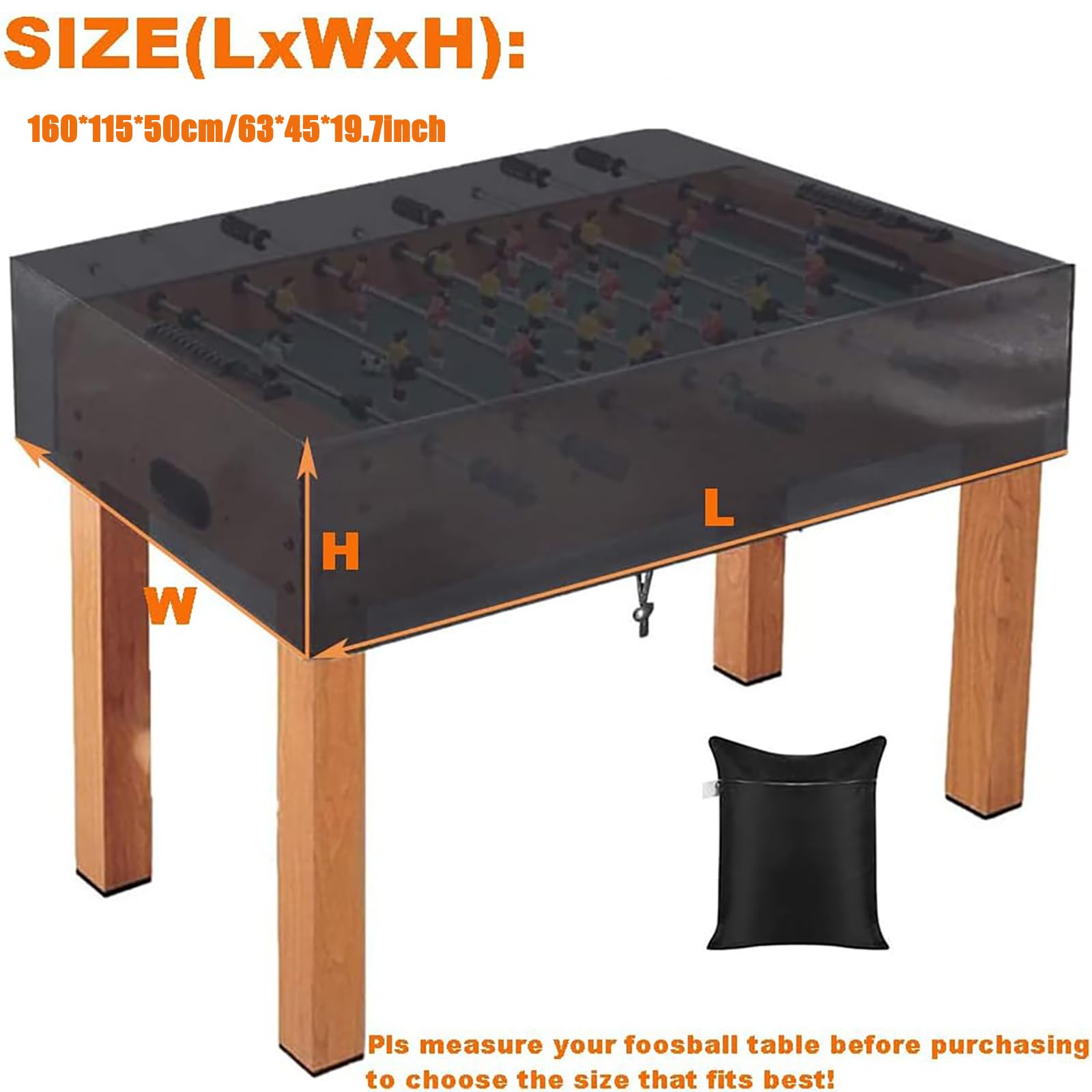 Copertura per Biliardino per Esterni Interni , 420D Oxford Rettangolari Coperture Protezione per Tavolo da Calcio Gioco da Esterno, Telo Protettiva Custodia per Foosball Table(Size:420D：160*115*50cm,C