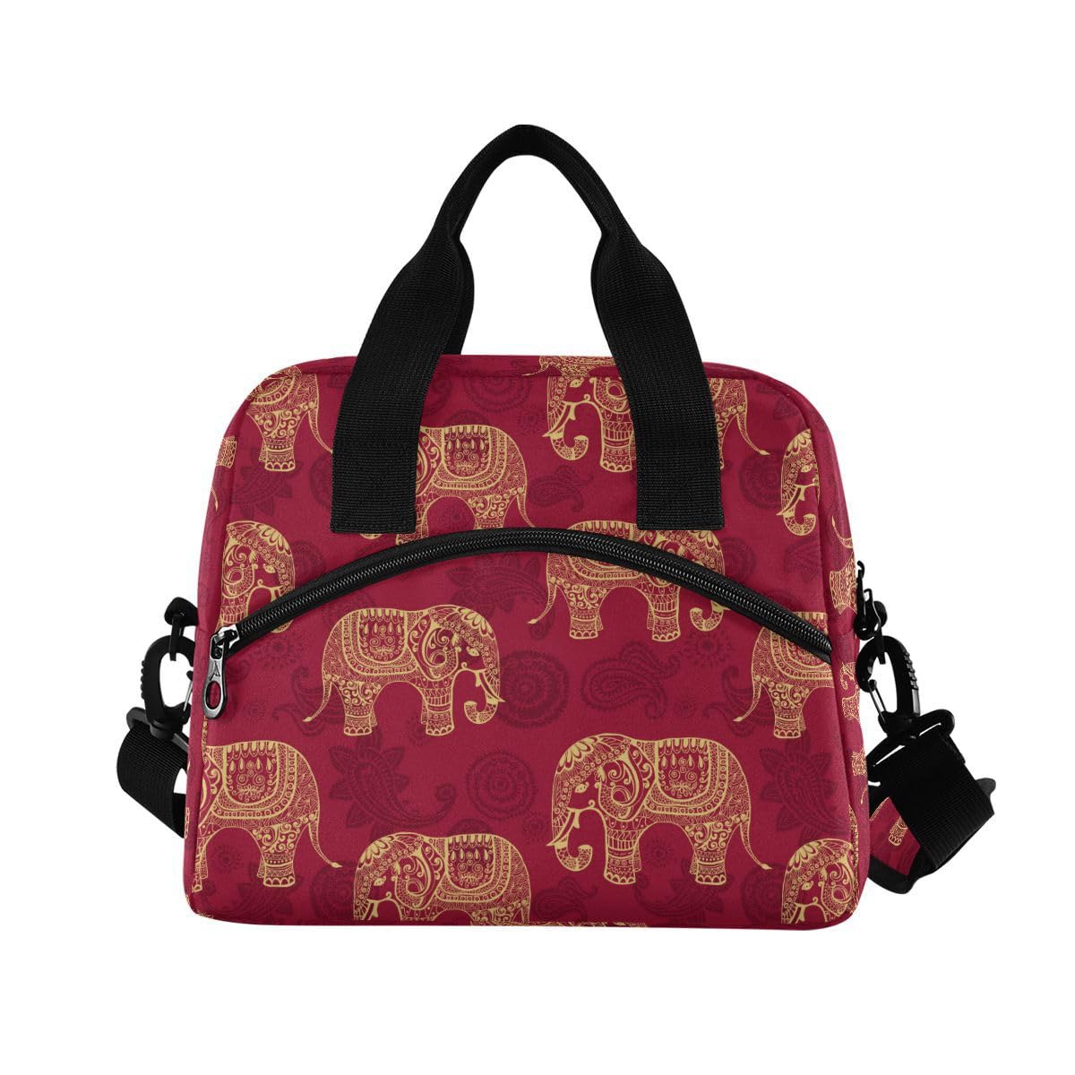 ALAZA Lunch Bags for Women Girls Boys, Animal Elephant Pattern Insulated Lunch Box with Shoulder Straps and Handle, Crossbody Tote Lunch Bag for School Office — image 1