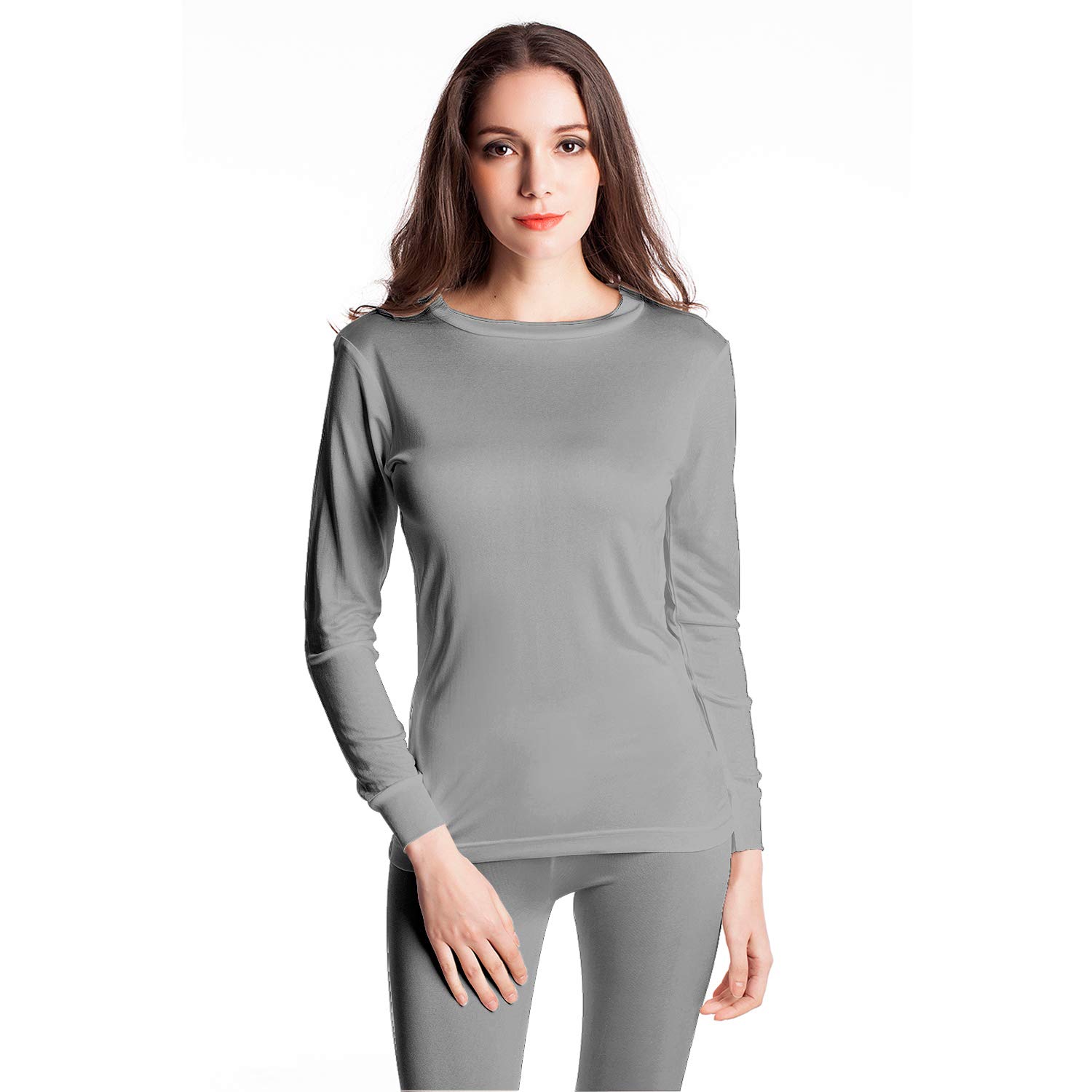 Jasmine Silk Women Pure Silk Round Neck Thermal Top Vest Grey (Small)