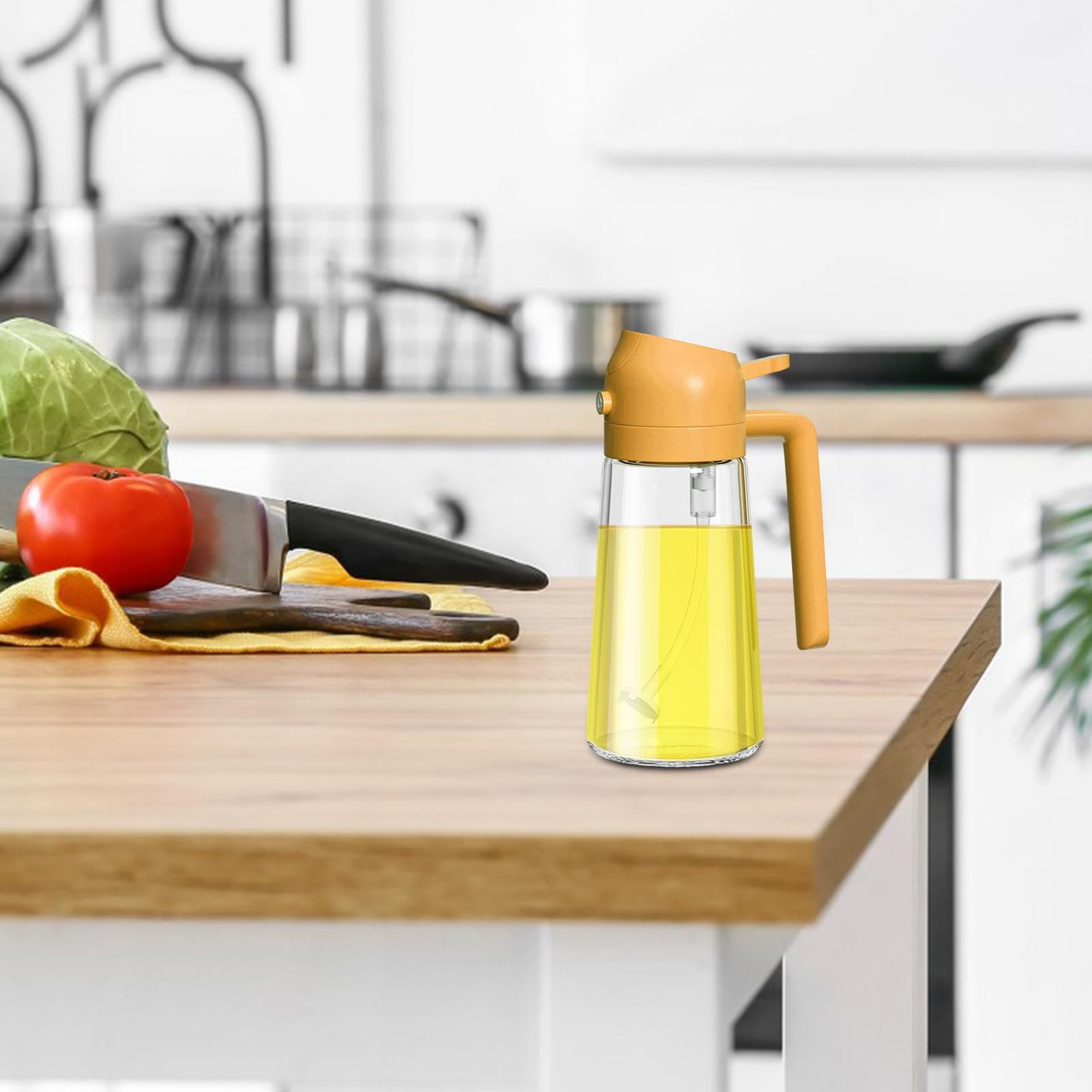 Bottiglia Dispenser Olio Da Cucina - Spruzzatore Con Controllo Flusso, Vetro 470 Ml | Per Condimenti Precisi E Sani