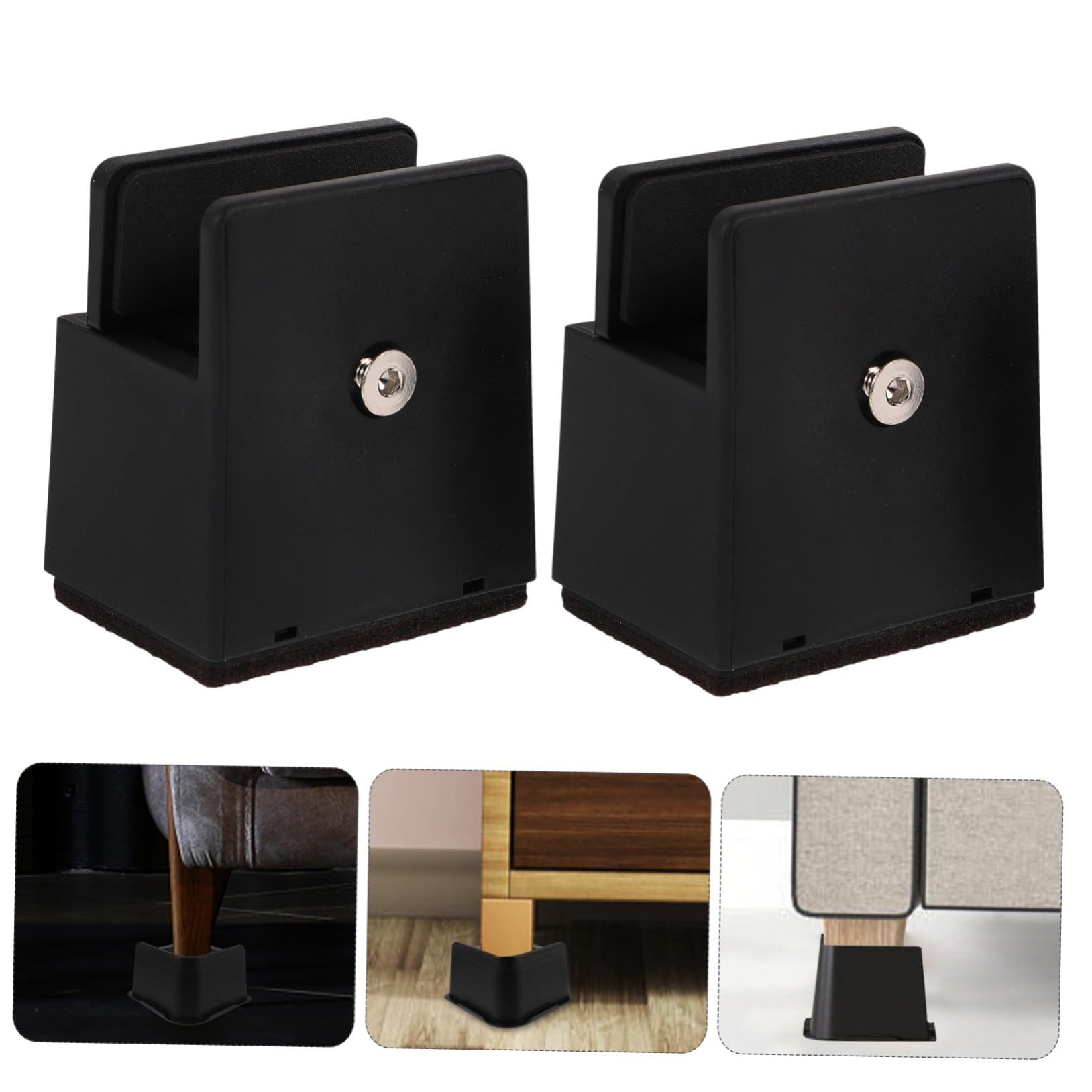 Goma Elevadores de Cama Negro 4 Piezas Antideslizantes
