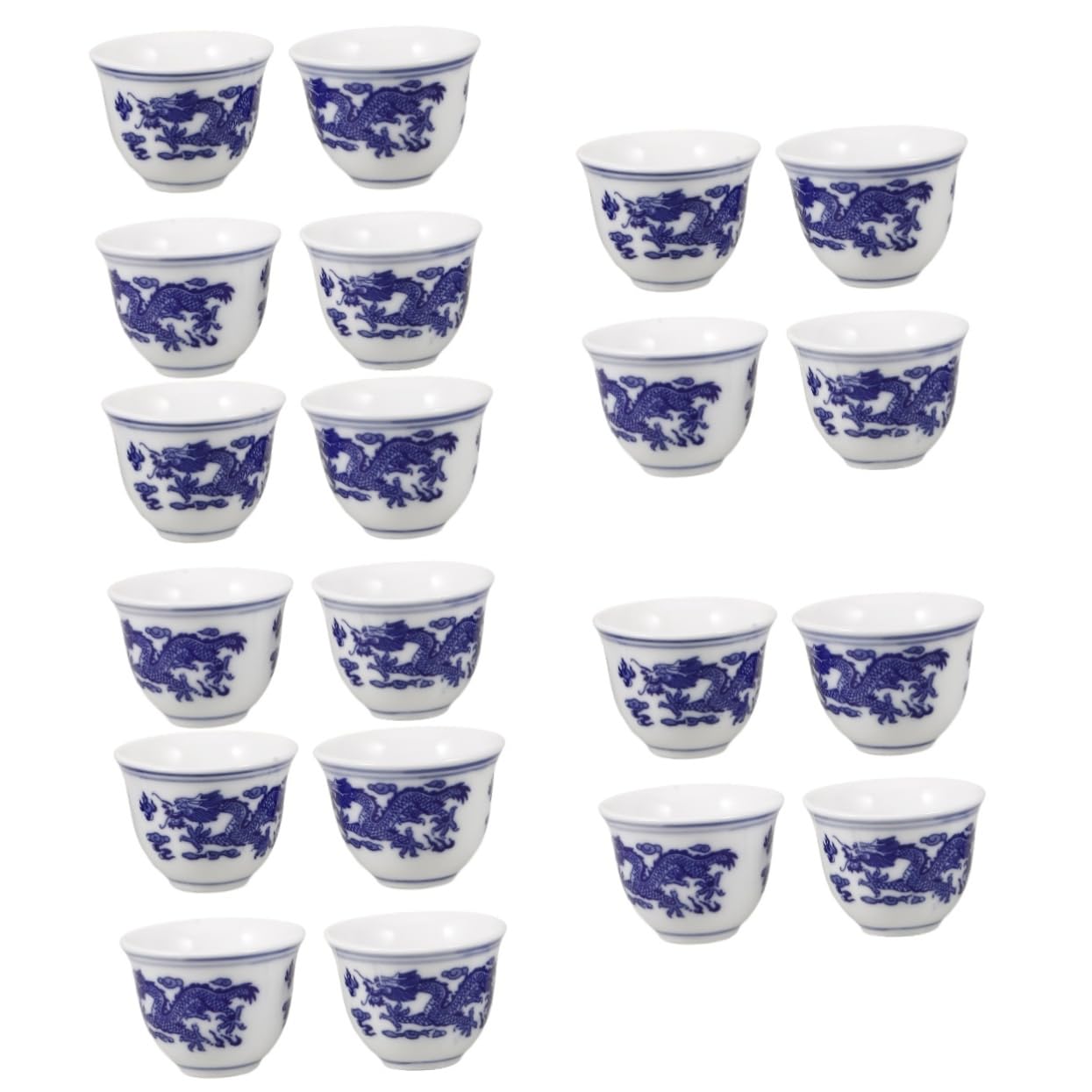 PRETYZOOM 20 Piezas Vaso De De Porcelana Azul y white. Tazón De Té De Kung Fu Taza Para Beber Taza De Té Chino Taza De Te Chino Copa De Vino Del Templo Taza De Tiro Cerámica