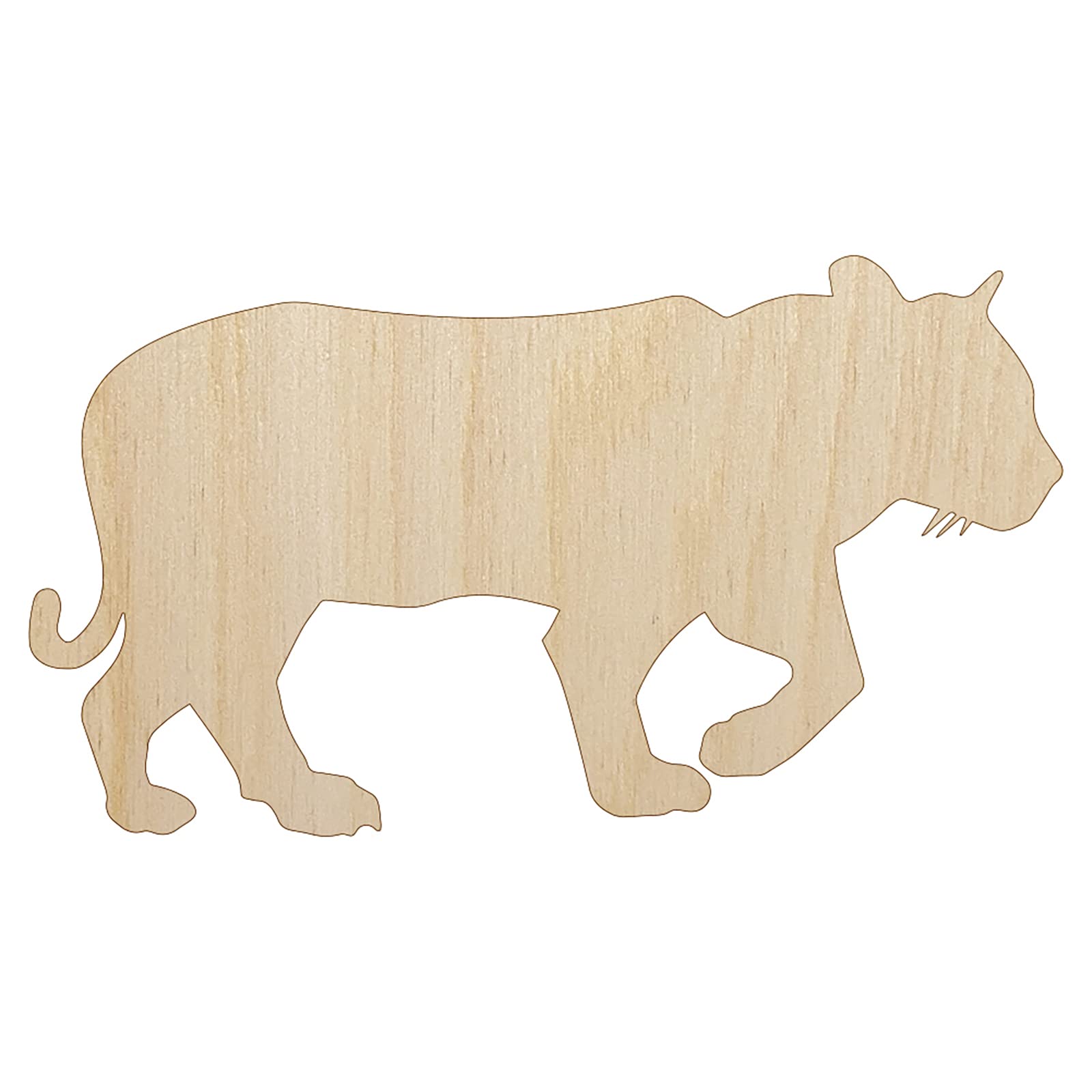 Tiger Walking Solid Unfinished Wood Shape Piece Cutout for DIY Craft Projects - 1/4 Inch Thick - 6.25 Inch Size