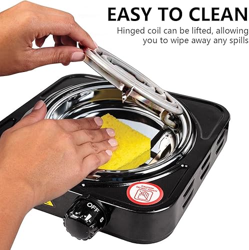 Miniatura 4 de Quemador eléctrico de encimera, estufa individual, placa de inducción de 1000 W, placa caliente eléctrica portátil, control de temperatura ajustable