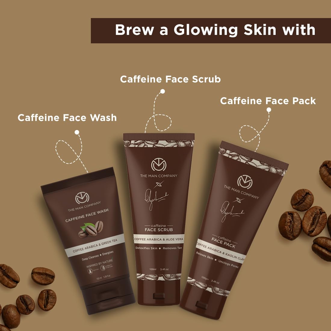 The Man Company Coffee Face Care Kit – Face Wash, Scrub & Face Pack