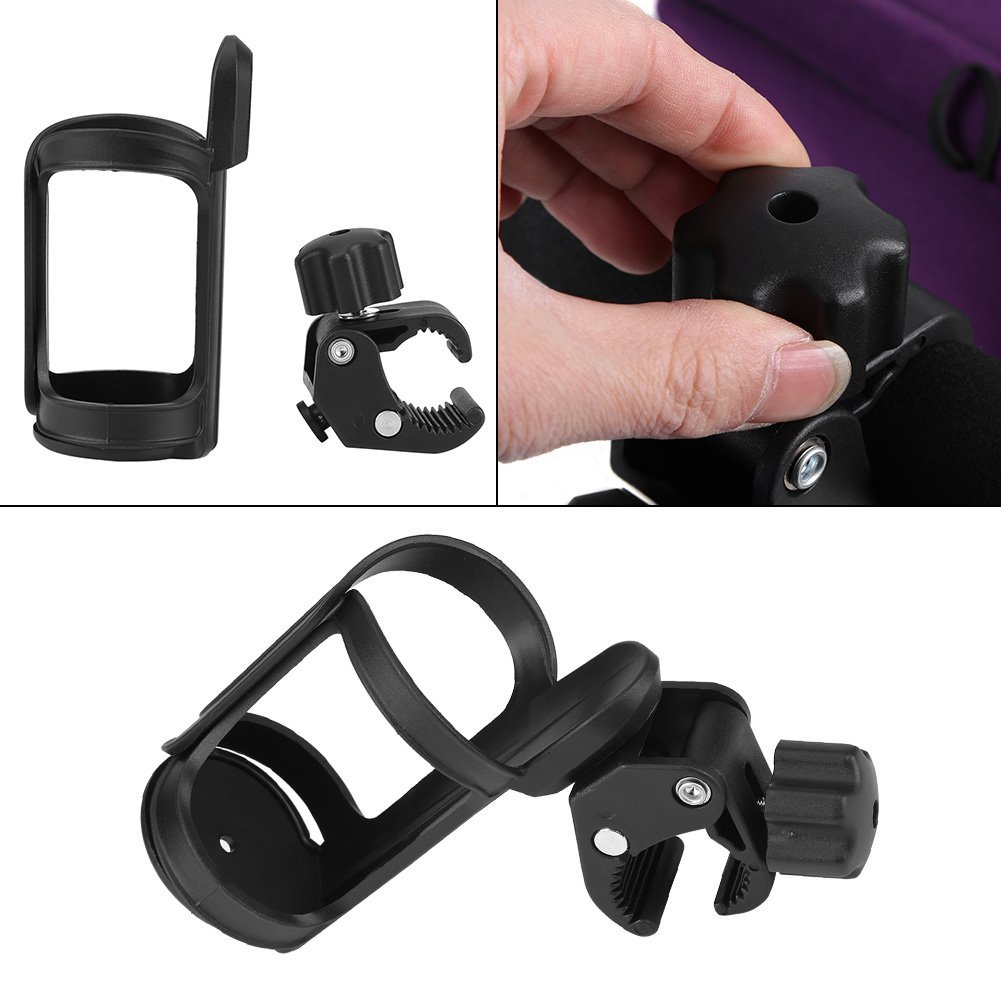 VGEBY Portavasos para Cochecito, Portabotellas Giratorio de 360 Grados, Negro