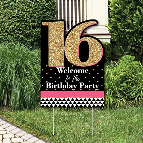 Chic 16Th Birthday - Pink, Black And Gold - Party Decorations - Birthday Party Welcome Yard Sign #TOP21