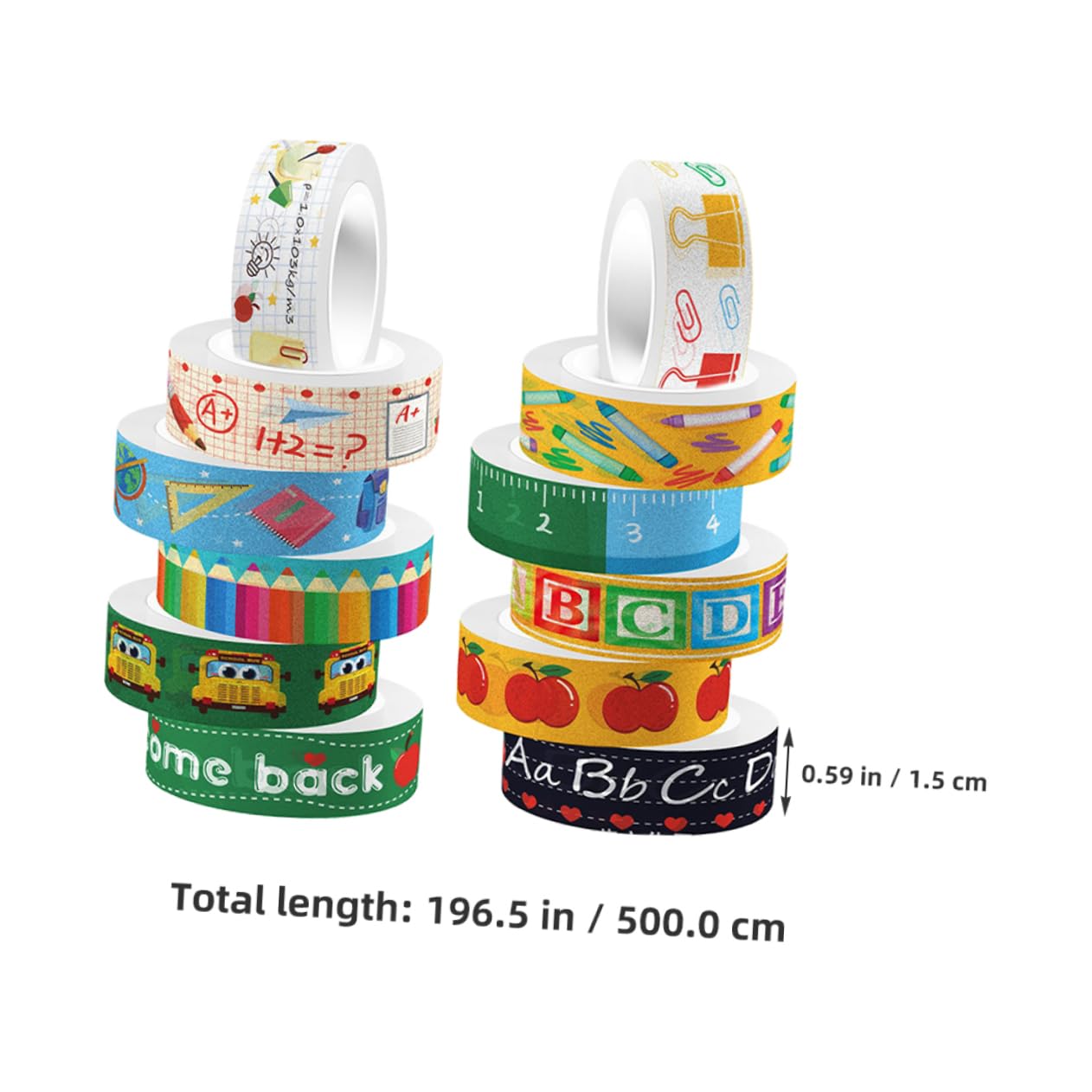 36rotoli Adesivi Washi Trasparenti Per Nastro Decorativo Per Scrapbooking Progetti Creativi e Ritorno Scuola Con Fantasie Di Cartoni Animati Facile Da Applicare e Rimuovere