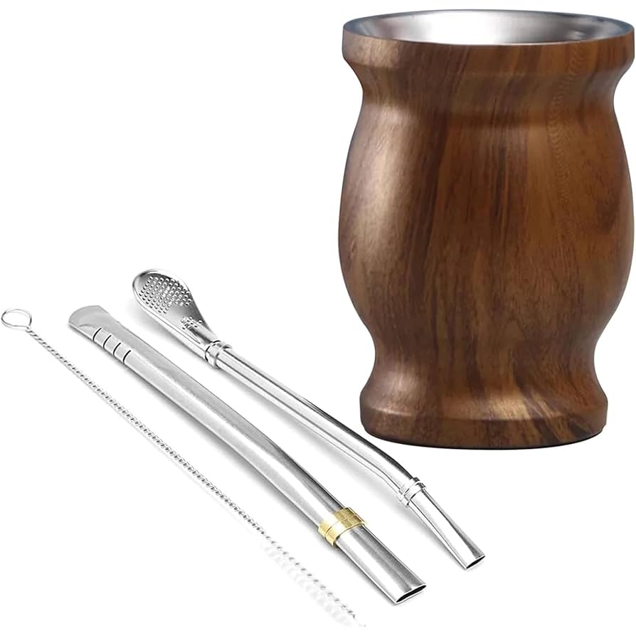 レザー製マテ茶カップとストロー レザー製マテ茶カップとストロー レザー製マテ茶カップと