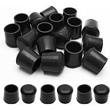 Piutouyar Round PVC Rubber Furniture Covers, 25mm/1 Inch, Black, 20Pcs