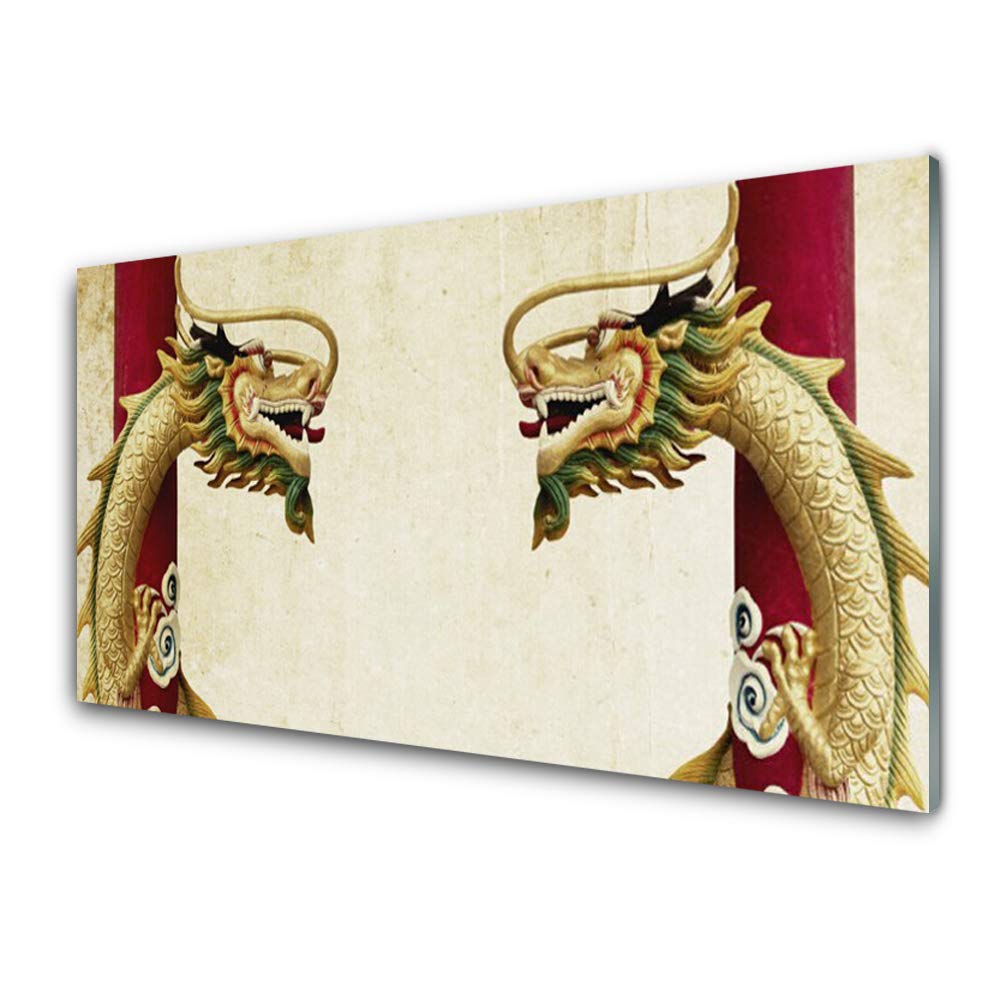 Impression sur Verre Acrylique Tulup 100x50cm avec Motif Dragon Art pour Décoration Murale Modern