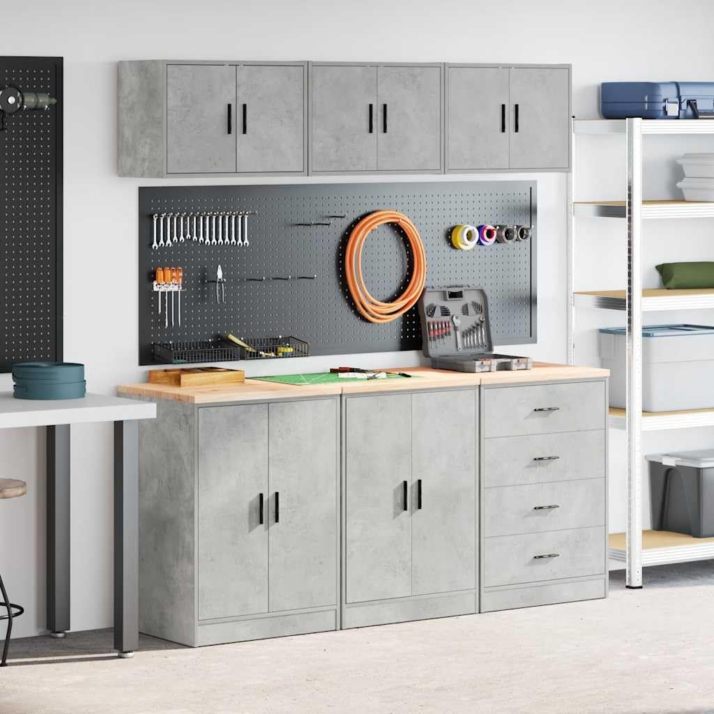 INLIFE Garagenschränke 6 STK. Betongrau Holzwerkstoff,Wirtschaft & Industrie,Gewerbliche Lagerung,Industrieschränke,Grau,111.87 KG,3328344