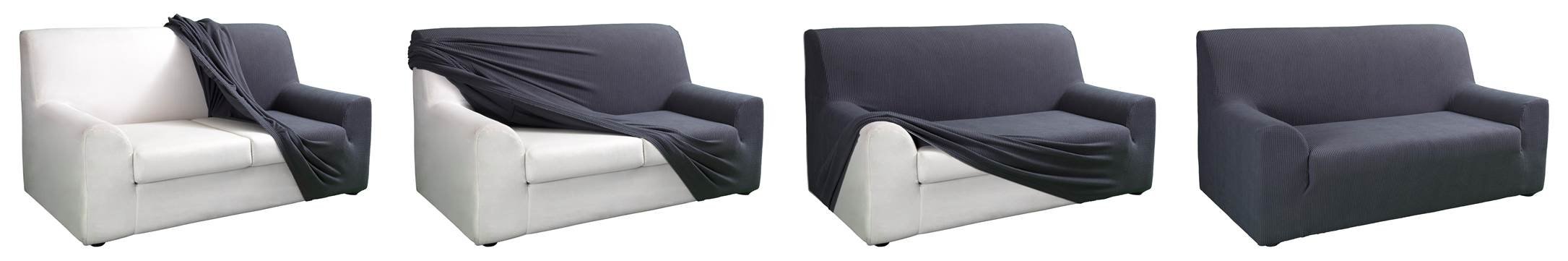 tural – Housse de Canapé Élastique la Valeta Gris 3 Places (180-230cm), Couverture Extensible | Barrière Contre Les Acariens | Disponible en différentes Couleurs et Tailles