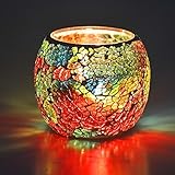 Scented Candle Holder Mosaic Glass Tea Light Holder,Handmade Romantic Glass Tealight Candle Holder for Aromatherapy,Party Décor(NO Candles),Also Used as Vase,Pen Holder,Potted Plants Bowl (Rainbow)