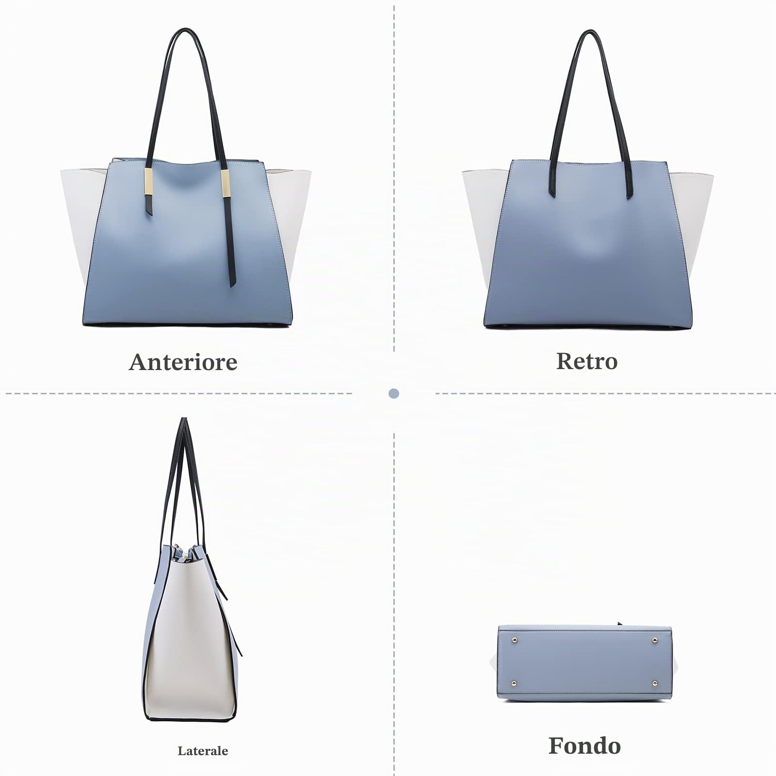 FANDARE Moda Borsa da Donna Borsa a Mano Borse Tote da donna Spalla 4 pezzi Set con Borsa a tracolla Pochette Portafoglio per Shopping Viaggio Partito Sacchetto Borsetta Blu