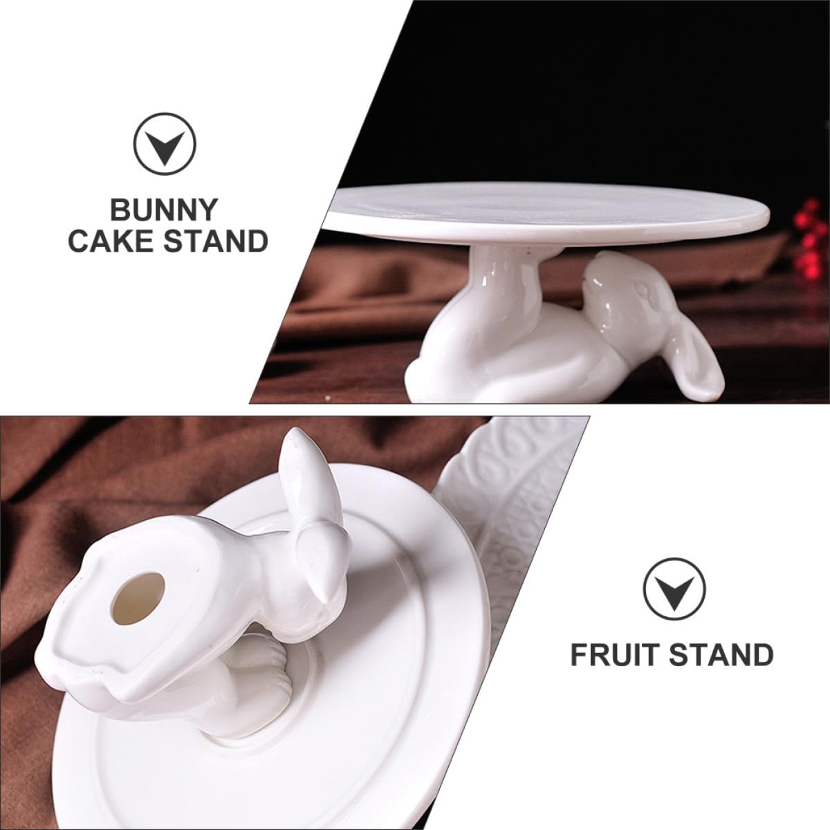 jojofuny 1pièce Présentoir Gâteau Céramique Lapin Plateau à Dessert Antichoc Support Snack pour Anniversaire et Fête à Domicile