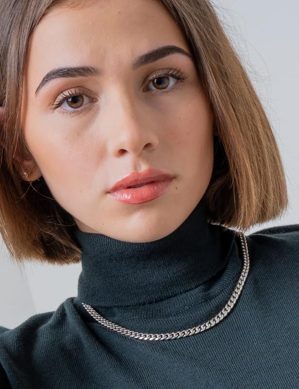 Solid 925 Sterling Silver 3.5/5/7/10mm Cuban Link Curb Chain Necklace for Men Women 925 Sterling Silver Chain 16-30 Inches Made in Italy3