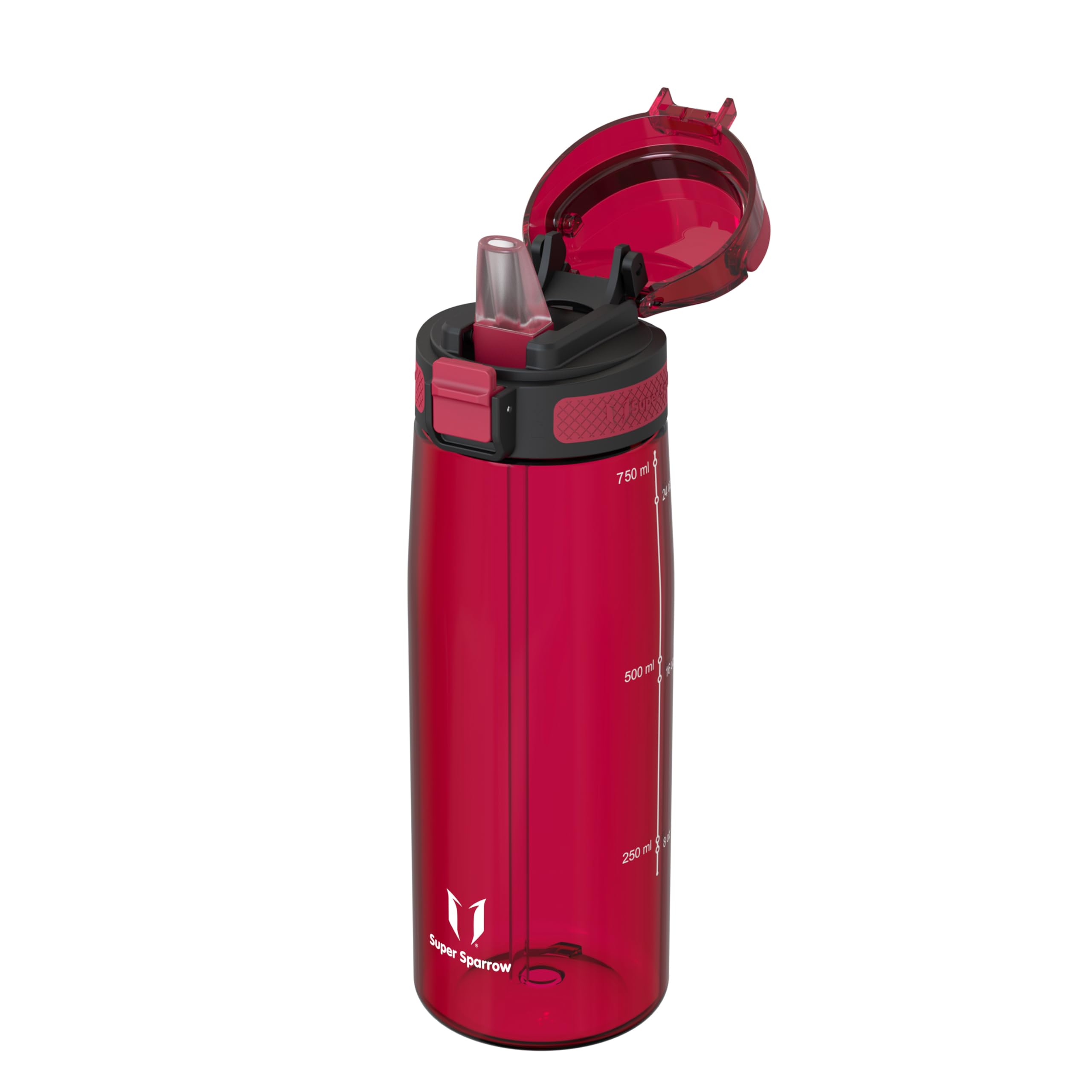 Super Sparrow Borraccia - TouchSip Sportiva Bottiglia - 500ml/750ml/1L - Tritan Senza BPA, a Prova di Perdite - Borracce con Cannuccia Ideale per Scuola e Sport