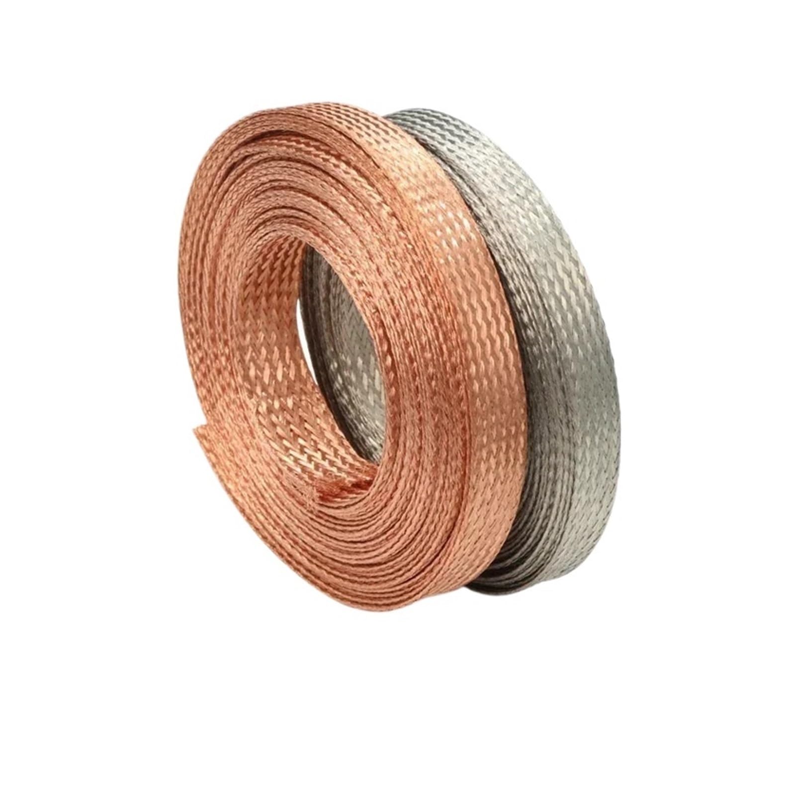 Câble plat tressé en cuivre de 1/2/5 m, gaine tressée en cuivre étamé, largeur 2 ~ 28 mm, câble extensible de blindage de signal, gaine métallique blindée, cuivre étamé, largeur 8 mm, 5 mètres)
