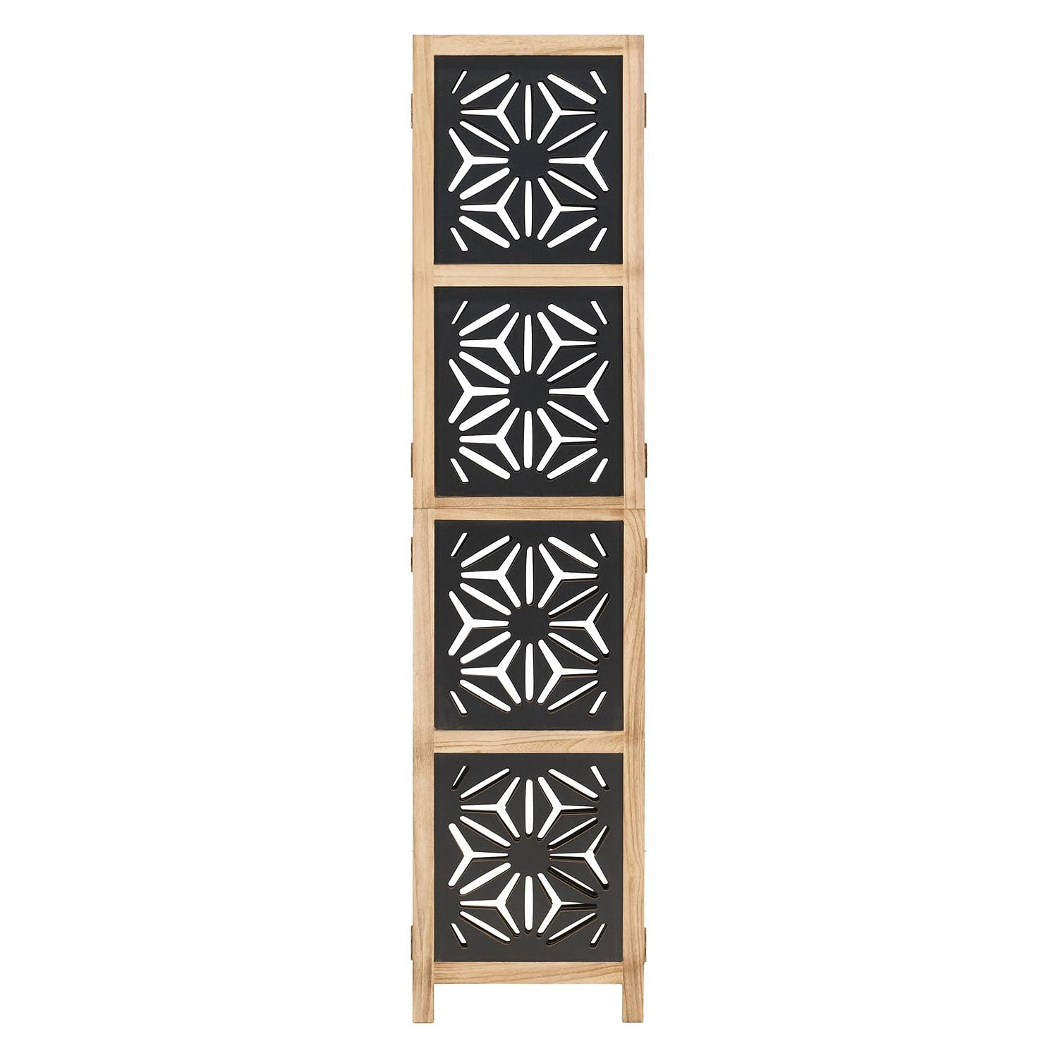 Homestyle4u 2015 Paravent en bois naturel noir naturel 3 pièces Brise-vue