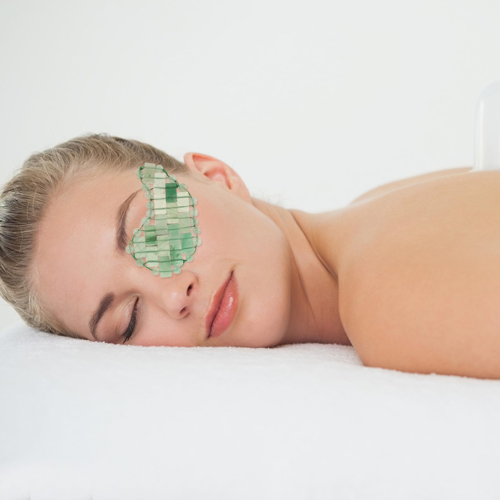 Maschera per Occhi in Pietra Verde, Impacco Freddo per Gonfiore e Occhiaie, Design Comodo, per Relax e Cura del Viso