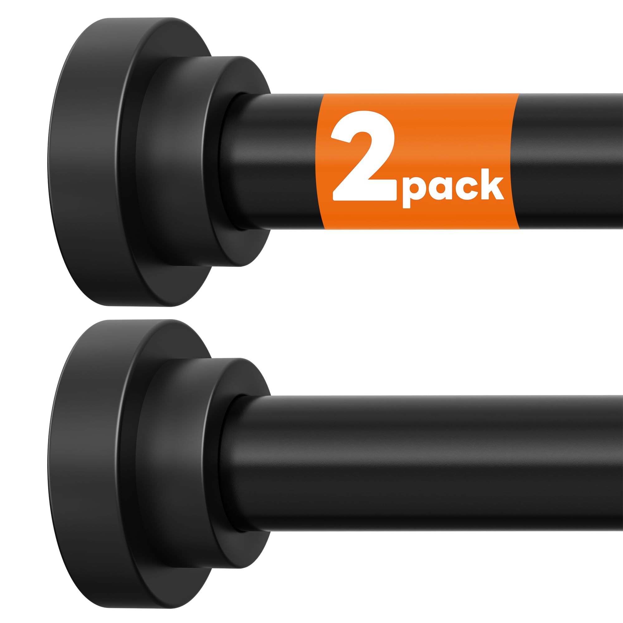 Photo 1 of STARLATTA 2 Pack Shower Curtain Rods:43-80 Inch No Drilling Tension Rods, 1" Diameter Heavy Duty Adjustable, Stainless Steel Rust-Proof Spring Anti-Slip Curtain Rod for Bathroom (Black,80'')