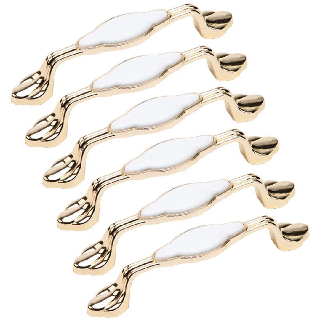 Poignées de porte de placard, poignée en céramique, boutons de porte en céramique, paquet de 6 poignées de tiroir d'armoire de cuisine avec vis, boutons d'armoire en céramique Boutons de porte de plac