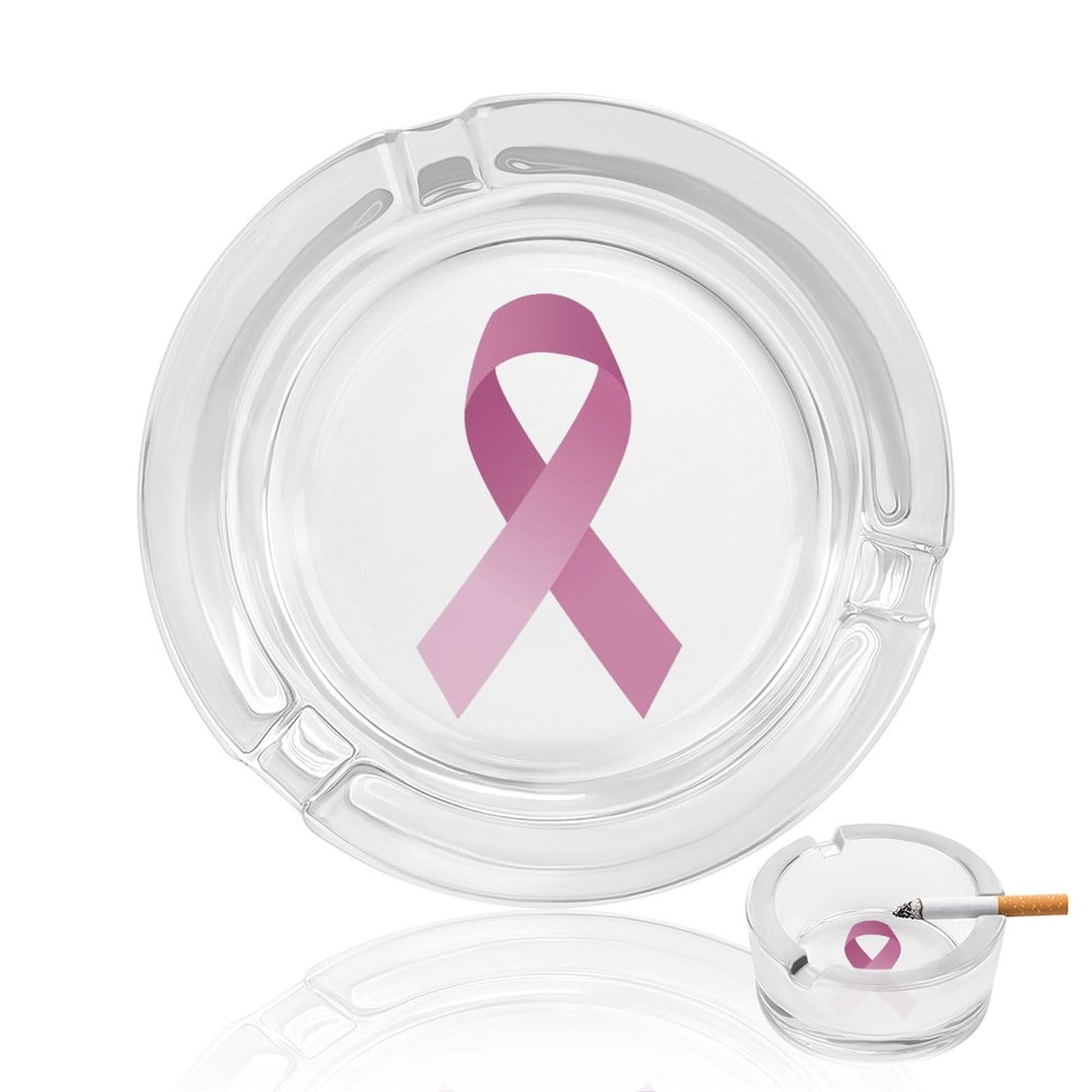 Nclqvjxzkhw Style Awareness Ribbon Glass Ashtray Round Ash Tray Smoking Trays For Home Garden Outdoor