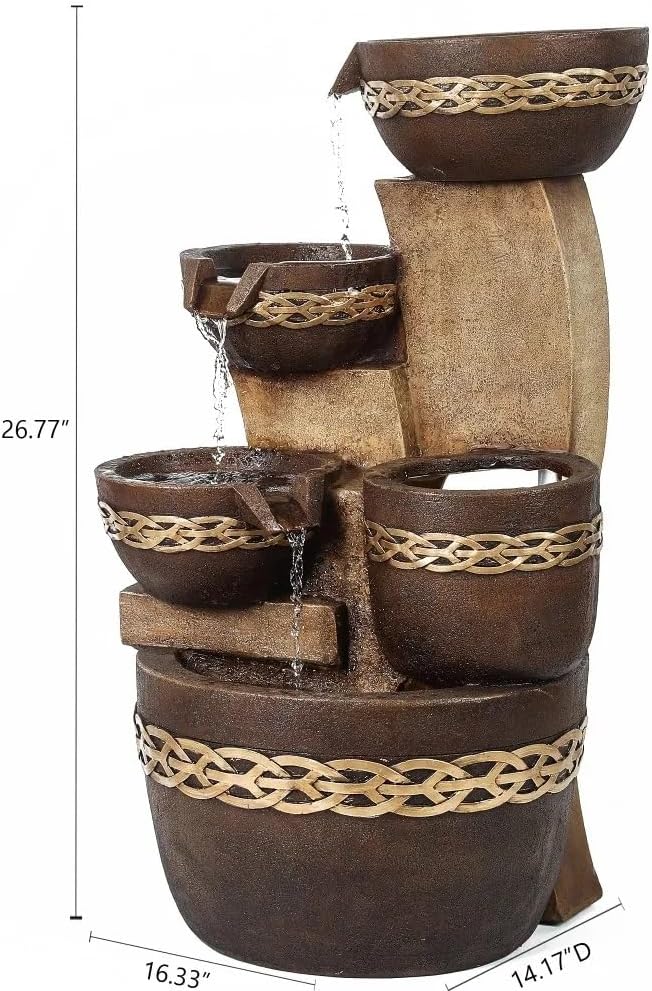 FMURY Polyresin Pitchers Outdoor Fountains and Waterfalls Water Fountain Decor for Patio Yard and Garden