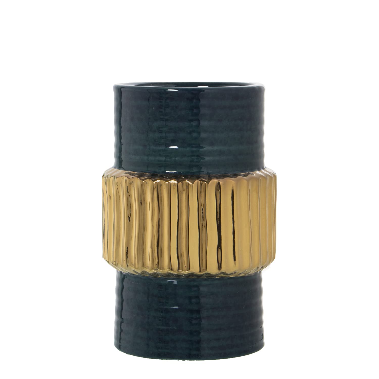 Vase céramique vert foncé or 15x23 cm grand vase design salon table moderne