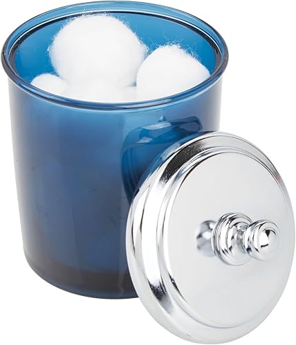 Miniatura 6 de mDesign Organizador de almacenamiento de tocador de baño, tarro de boticario para bolas de algodón, hisopos, esponjas de maquillaje, sales de baño,
