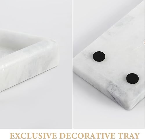 Miniatura 7 de Koville Bandeja de mármol natural africano, bandeja de tocador de mesa de café de 8 x 4 pulgadas, bandeja decorativa para joyas, relojes, bandeja de