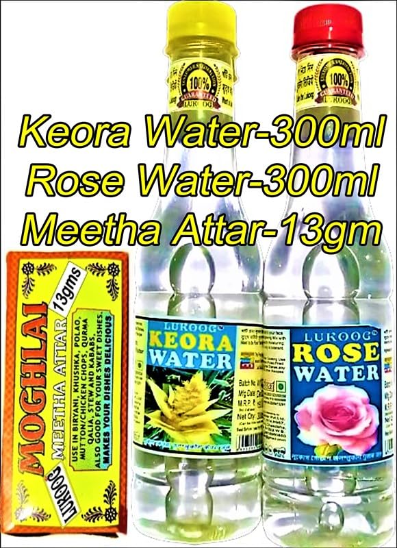 KRM313 Lukoog Keora Water 300ml+Rose Water 300ml+Meetha Attar13gm(Combo Pack of 3) Use For Biryani,Pulao,Fried Rice & other Recipes, (B0CD2TC5K2) Amazon Price History, Amazon Price Tracker