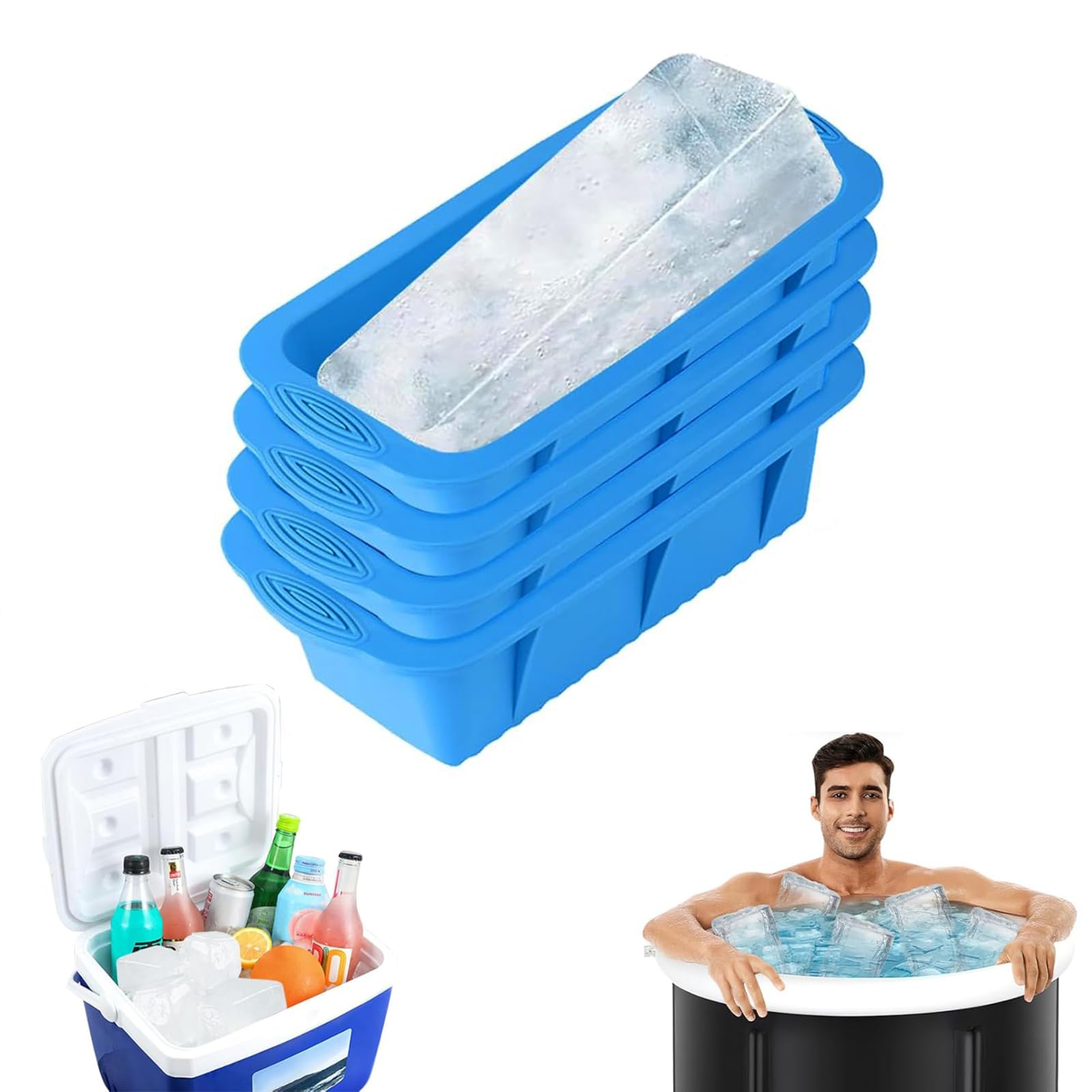 UYPGOIN 4 Pcs Extra Large Ice Block Mold, Reusable Silicone Ice Molds for Ice Bath, Ice Maker for Cold Plunge or Coolers, Water Chiller Accessories