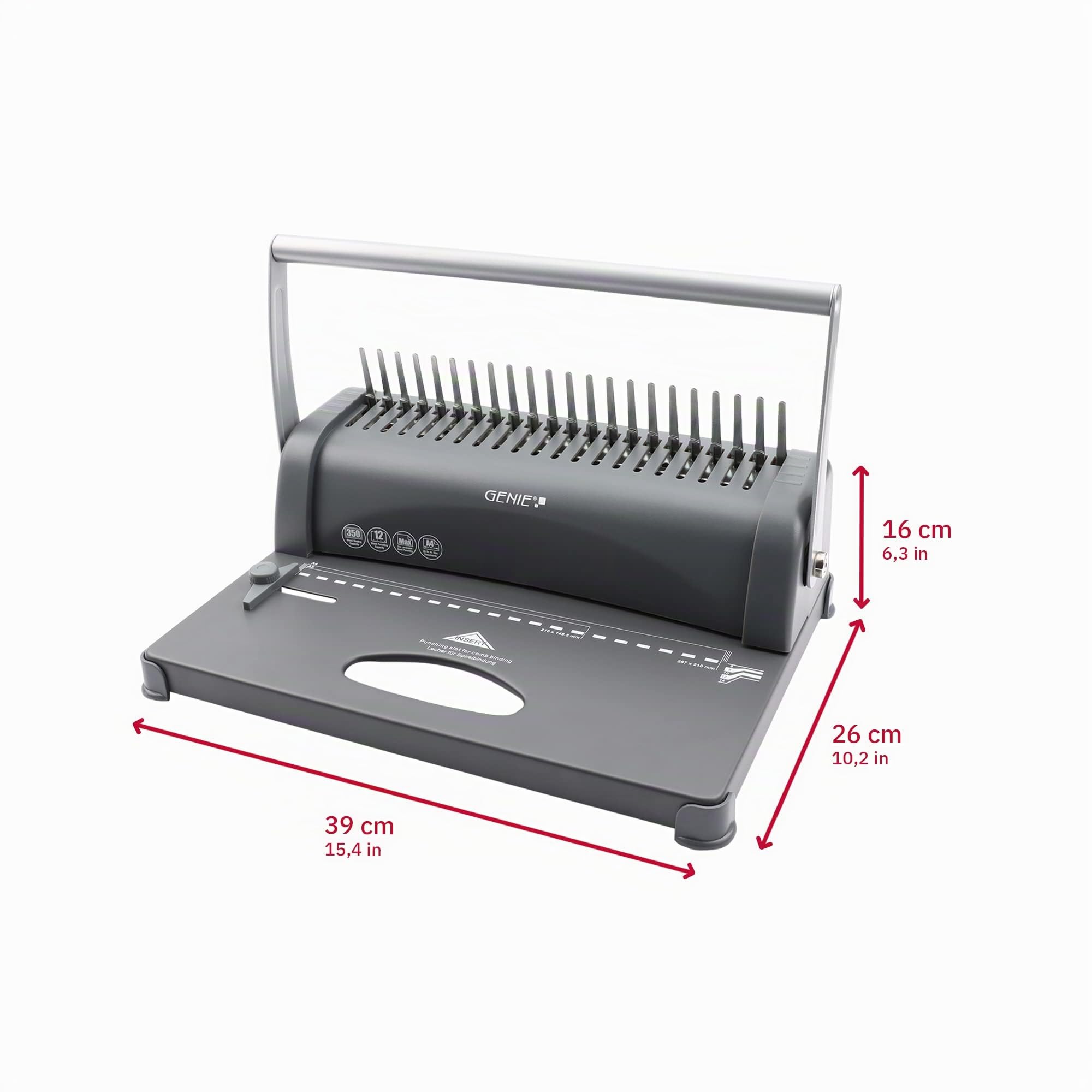 Relieuse Genie CB 850 350 Feuilles DIN A4 Argent/Noir