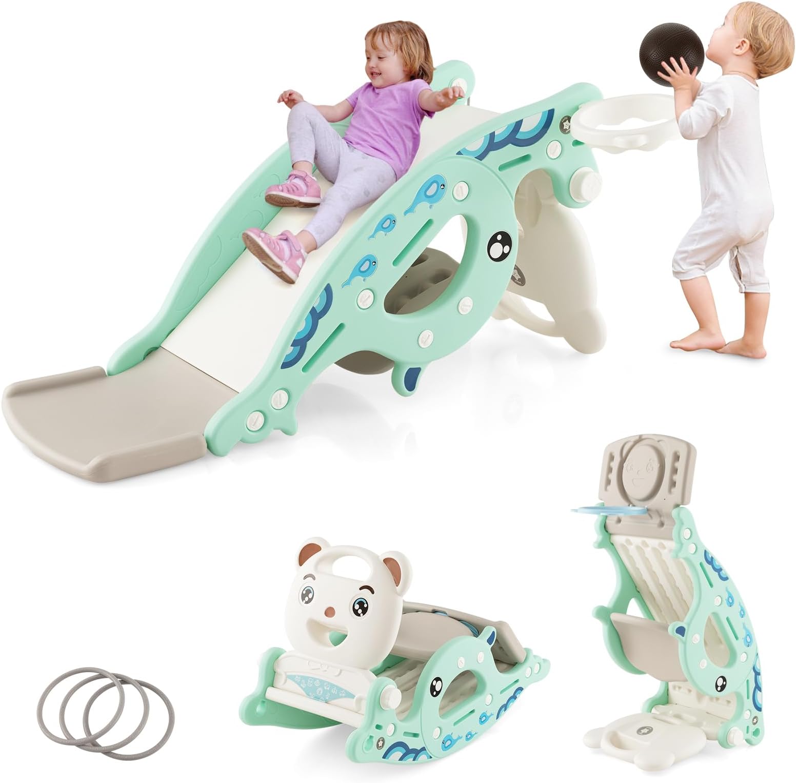 Amazon.com: HONEY JOY Toddler Slide Rocking Toy, 5 in 1 Convertible ...