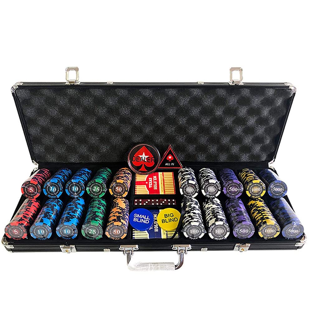 Dongbin Matching Playing Cards, Large Poker Case Deluxe Poker Set With 500 Clay Poker Chips Without Values Poker Instructions Dealer Button And Bullets Plastic Poker Cards, Negotiation Chip