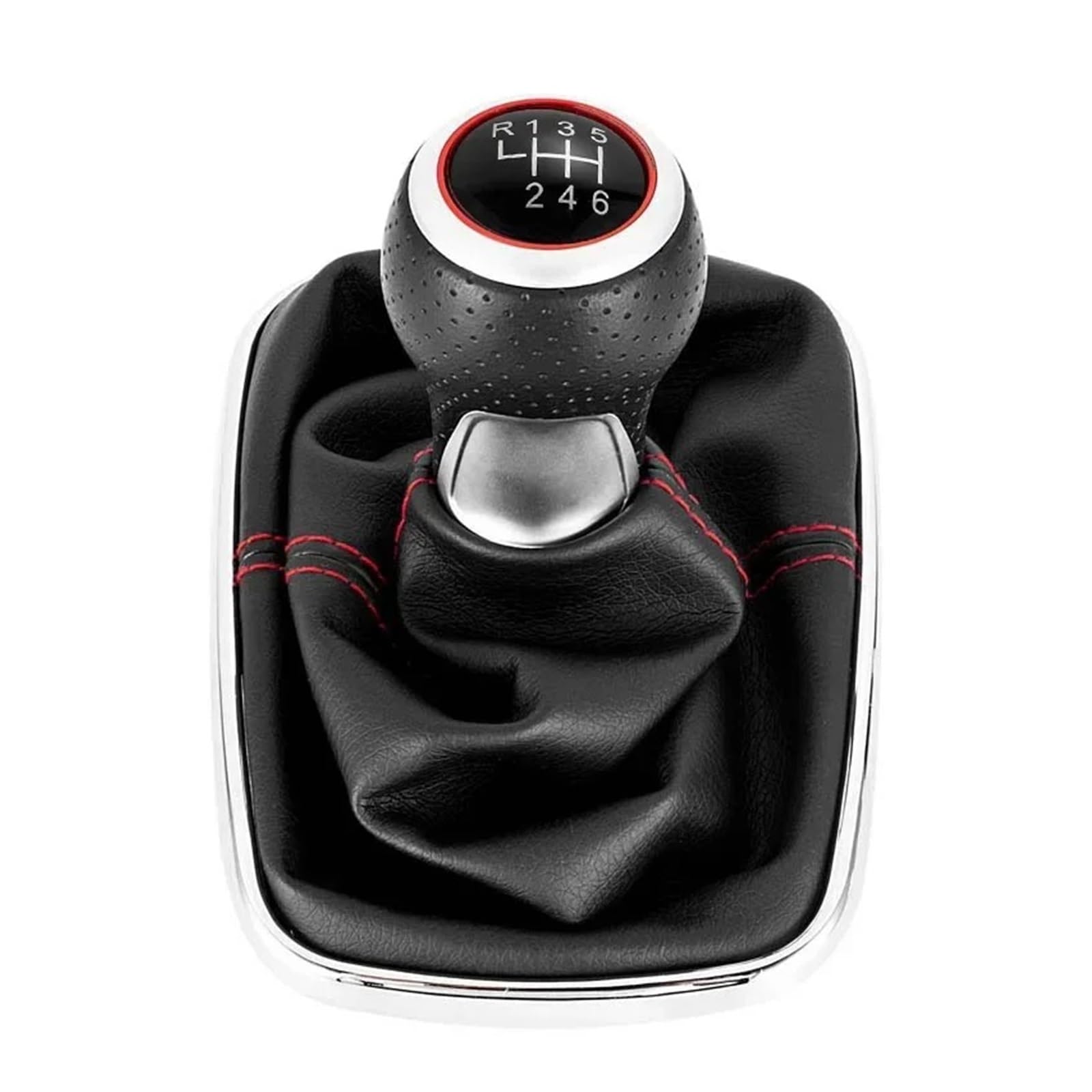 VAVGKDKPZB Shifter Lever Handle for VW for Jetta for Bora Mk4 1999-2004 5/6 Speed Car Gear Shift Knob Lever Shifter Gaitor Boot(Red Line-6 Speed)