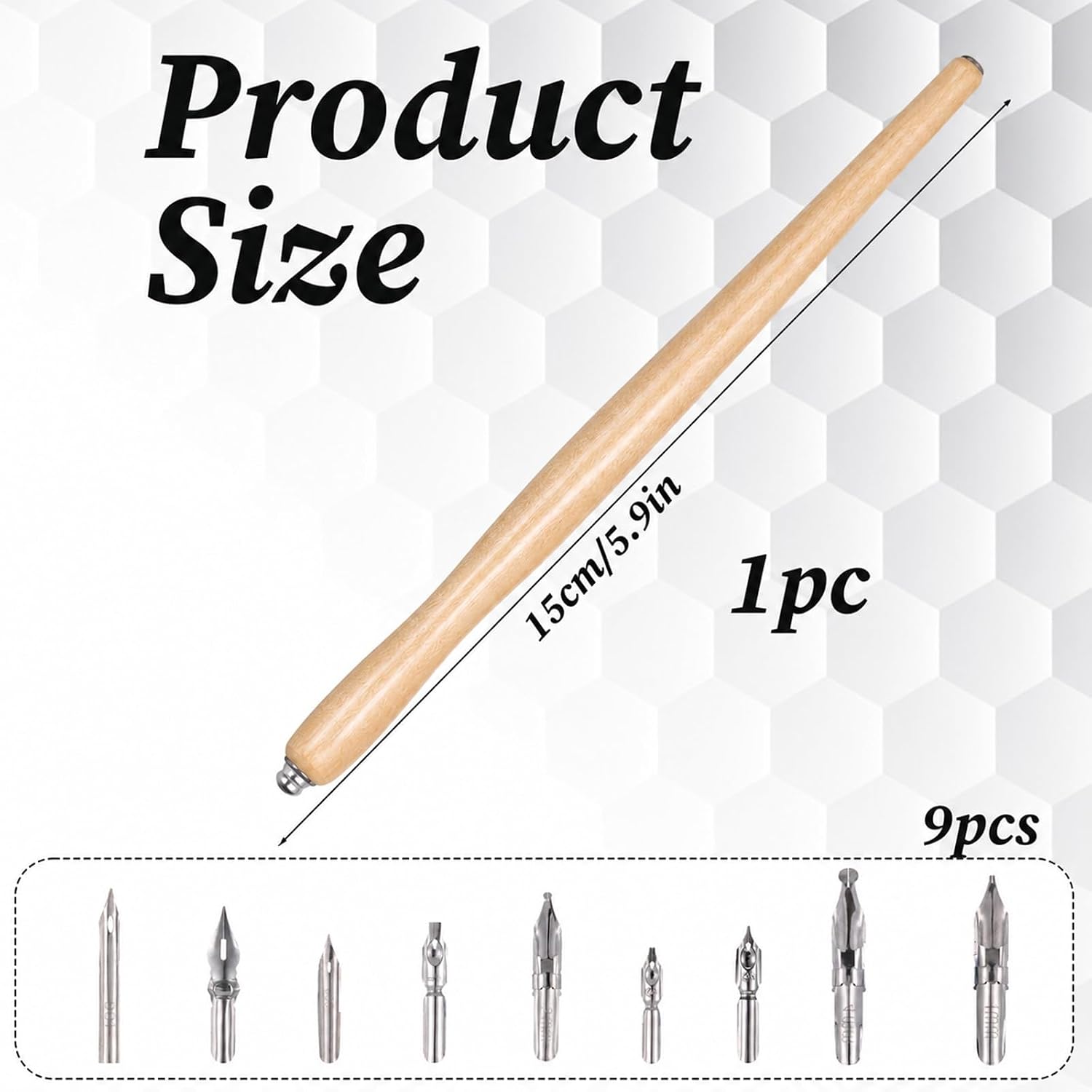 Styquenzer Dip Pen Nibs with Wooden Drawing Pens Holder 10 Pcs