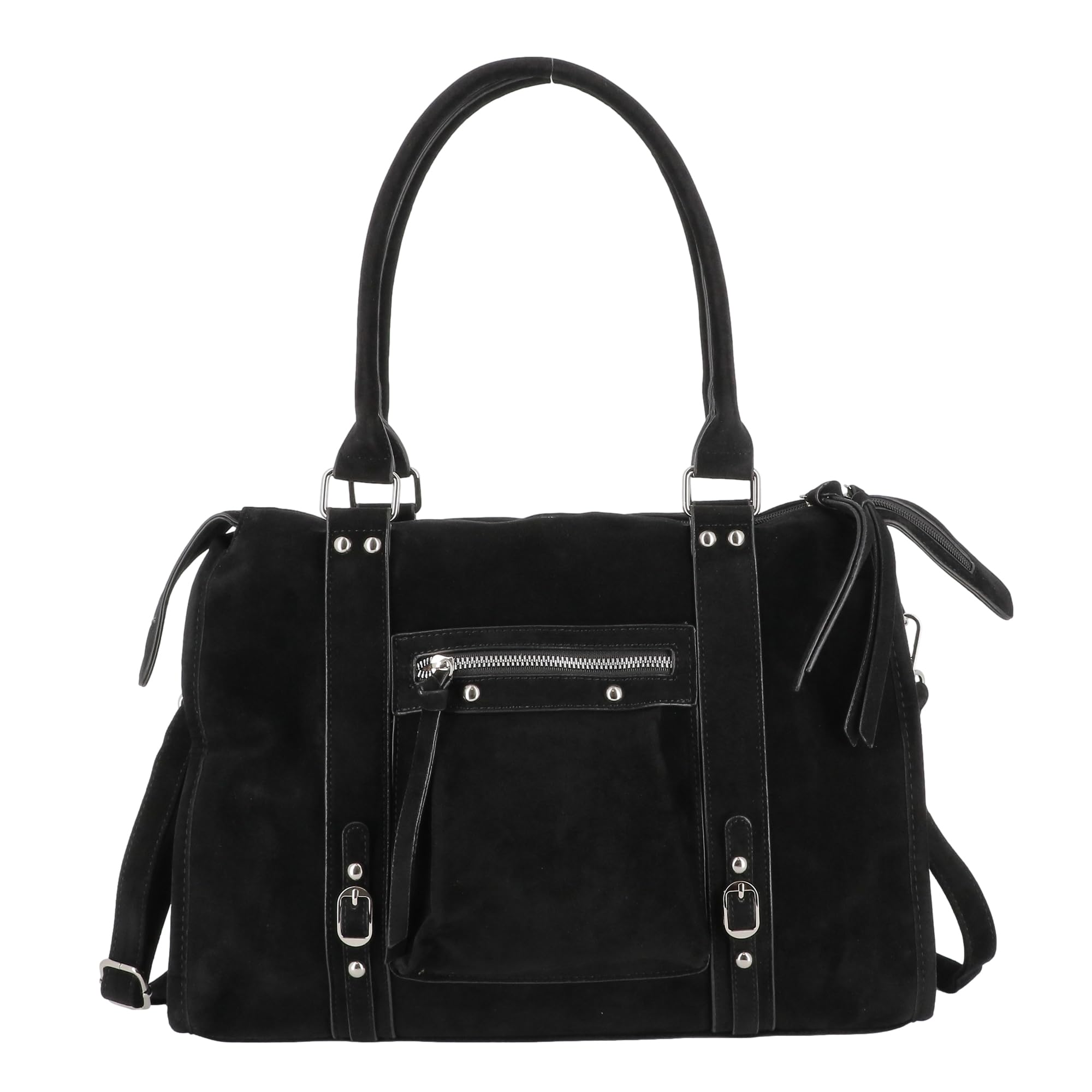 flora & co Sac Bowling Femme Similicuir Daim - Sac de Cours Travail Format A4 Grande Capacité - Cabas Shopper Porté Main Épaule Bandoulière - Chic Tendance