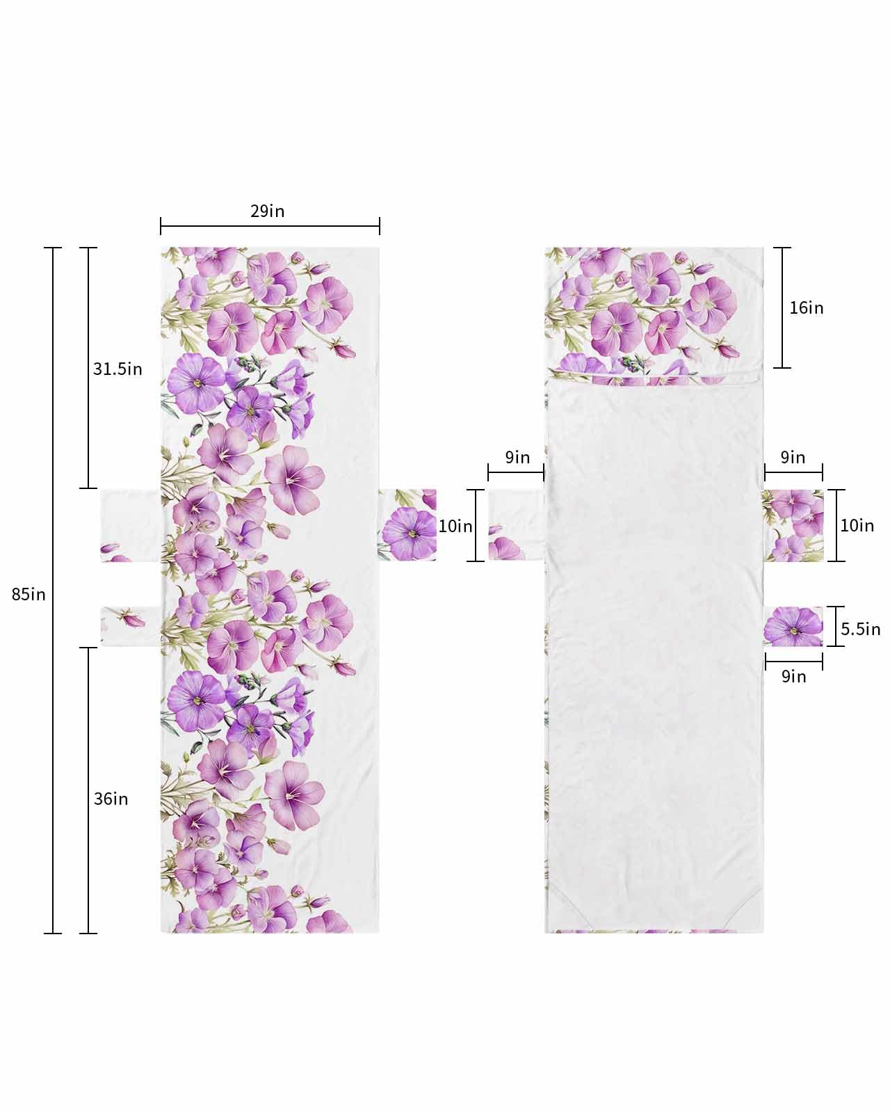 Purple Spring Floral Beach Lounge Chair Towel Cover, Soft Chaise Lounge Towel with Side Pockets Patio Pool Chairs Cover for Beach/Pool Sunbathing 29x85 Summer Botanical Watercolor Flower