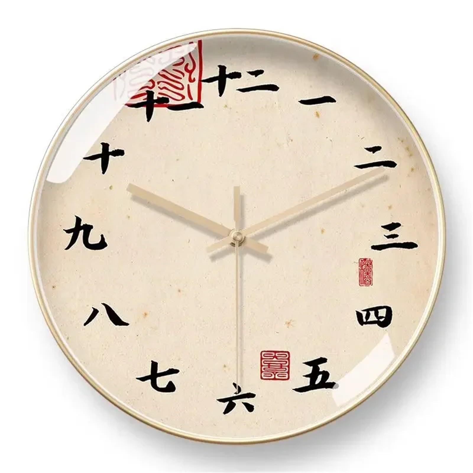 LUYSGBXR Wall Clock Personality Art Wall Clock Classical Retro Teahouse Study House Creative Decoration Household Decorative Mute(B-Gold frame,8 inch-(20cm))