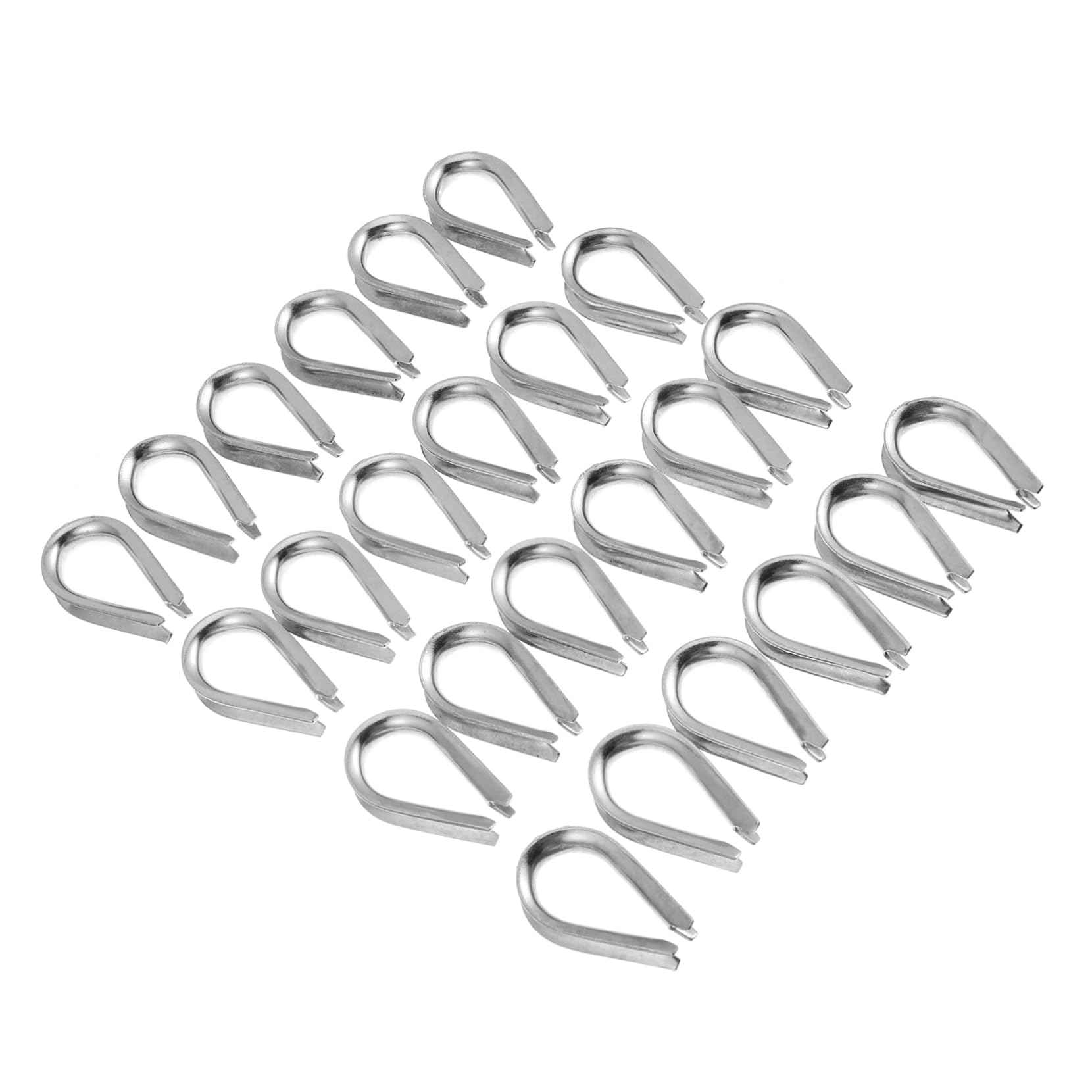 MUCKLILY 24 Pcs Capel Protection Ring Rope Cable Thimbles Riggs Thimble for Wire Steel Wire Clamp Cable Sleeve Wire Cable Clamps Thimble Rigging Cable Clips 304 Stainless Steel Silver