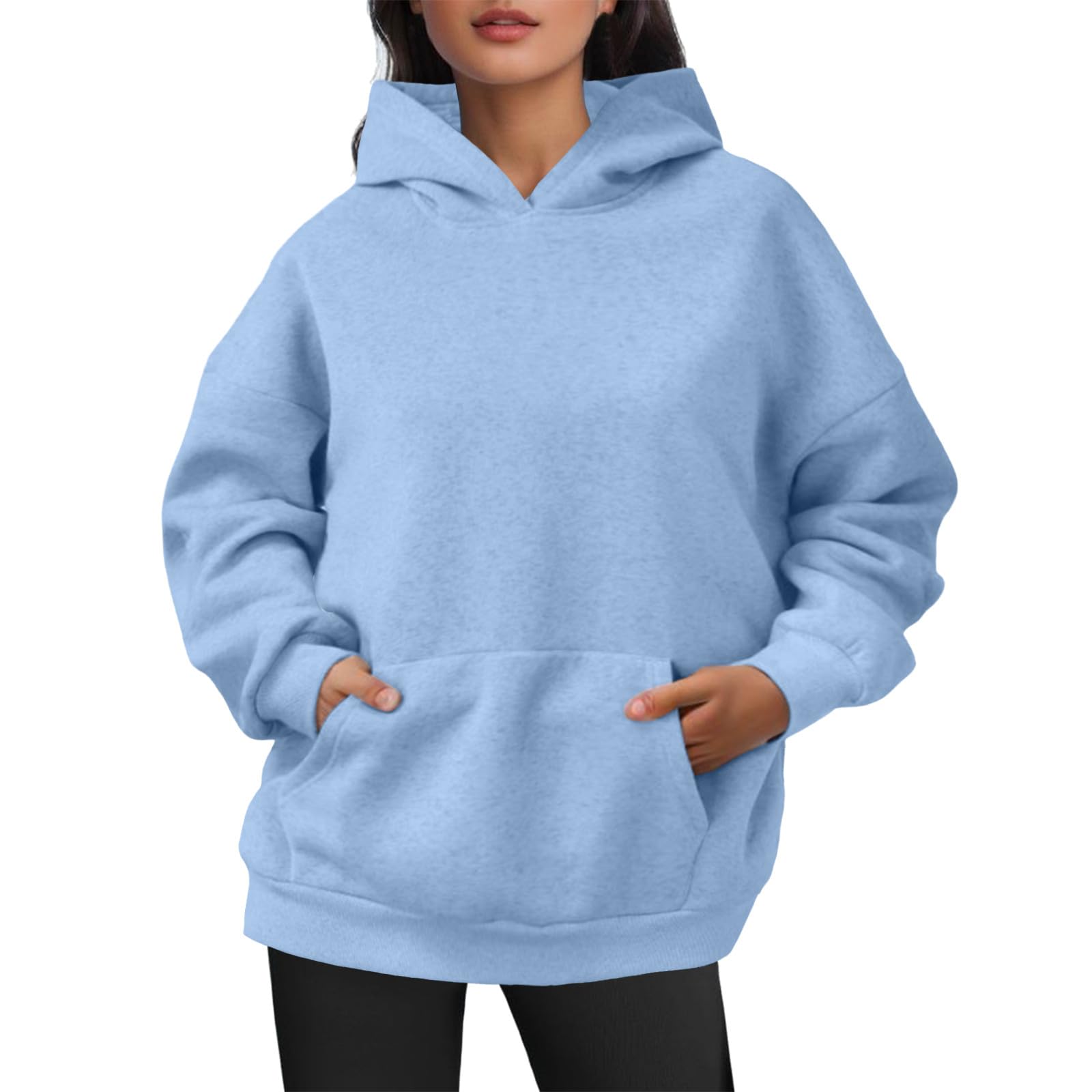 Sweat-Shirts surdimensionnés pour Femmes Pulls à Capuche Chandails de Velours Courts artificiels à Manches Longues avec Poches Tenues d'automne d'hiver vêtements Gilet Capuche Double Pull Couverture