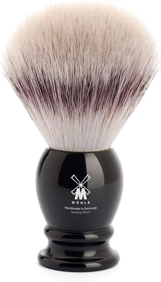 MÜHLE Classic Black Large Silvertip Fiber Shaving Brush - Synthetic Luxury Shave Brush for Men, Rich Lather