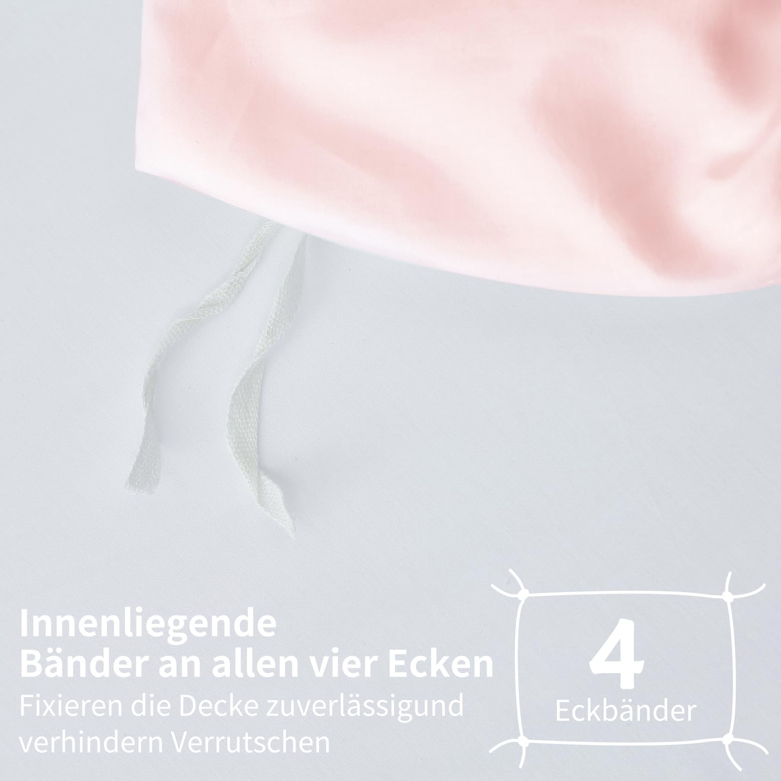 Ropa de cama de satén, 220 x 240 cm, color rosa, 100 % algodón de fibras largas, refrescante, satén Mako, ropa de cama suave y transpirable, de seda, juego de 3 piezas con cremallera y 2
