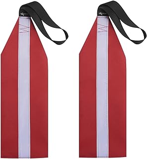 MOPHOEXII MOOCY 2 Pieces Safety Travel Flag/Safety Warning Flag for Kayak Canoe Red Warning Flag with Webbing for Kayak SUP Towing Canoes Truck Safety Accessories Kit